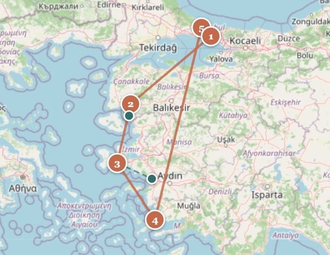 Map showing our 2022 stops in Türkiye