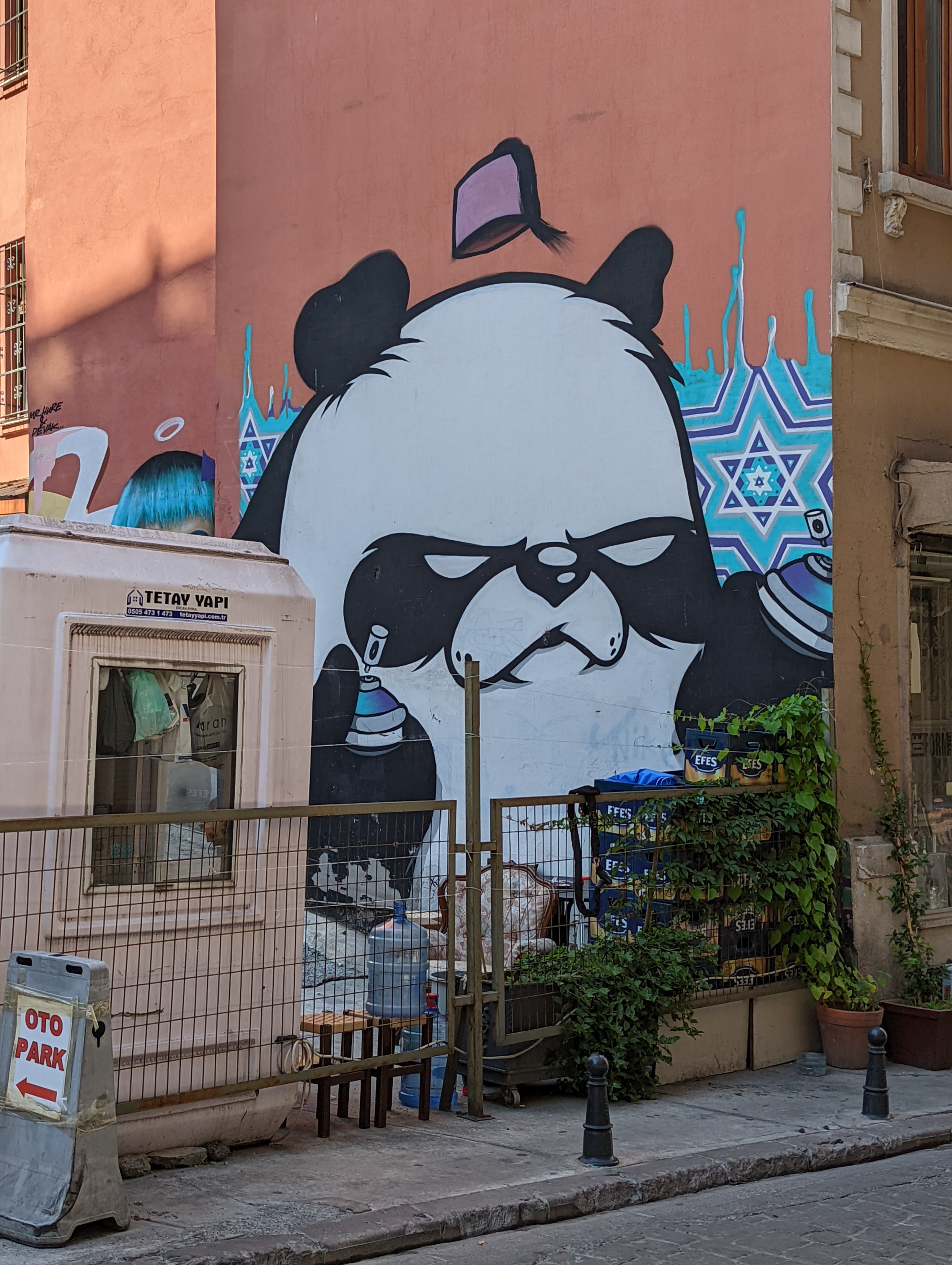 Street art in Istanbul: this panda is a meme and pops up everywhere doing various things