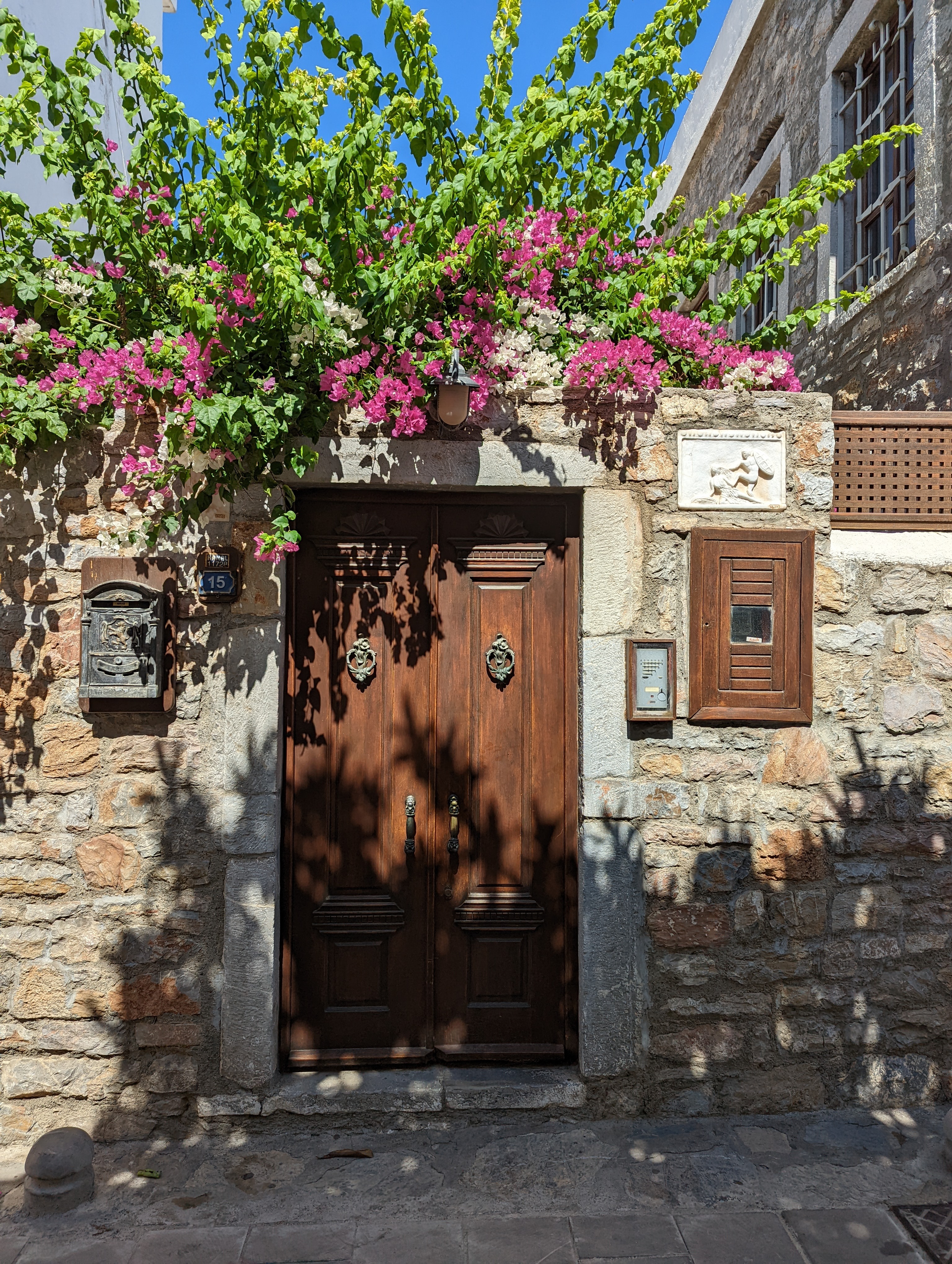 Door crowned with flowers