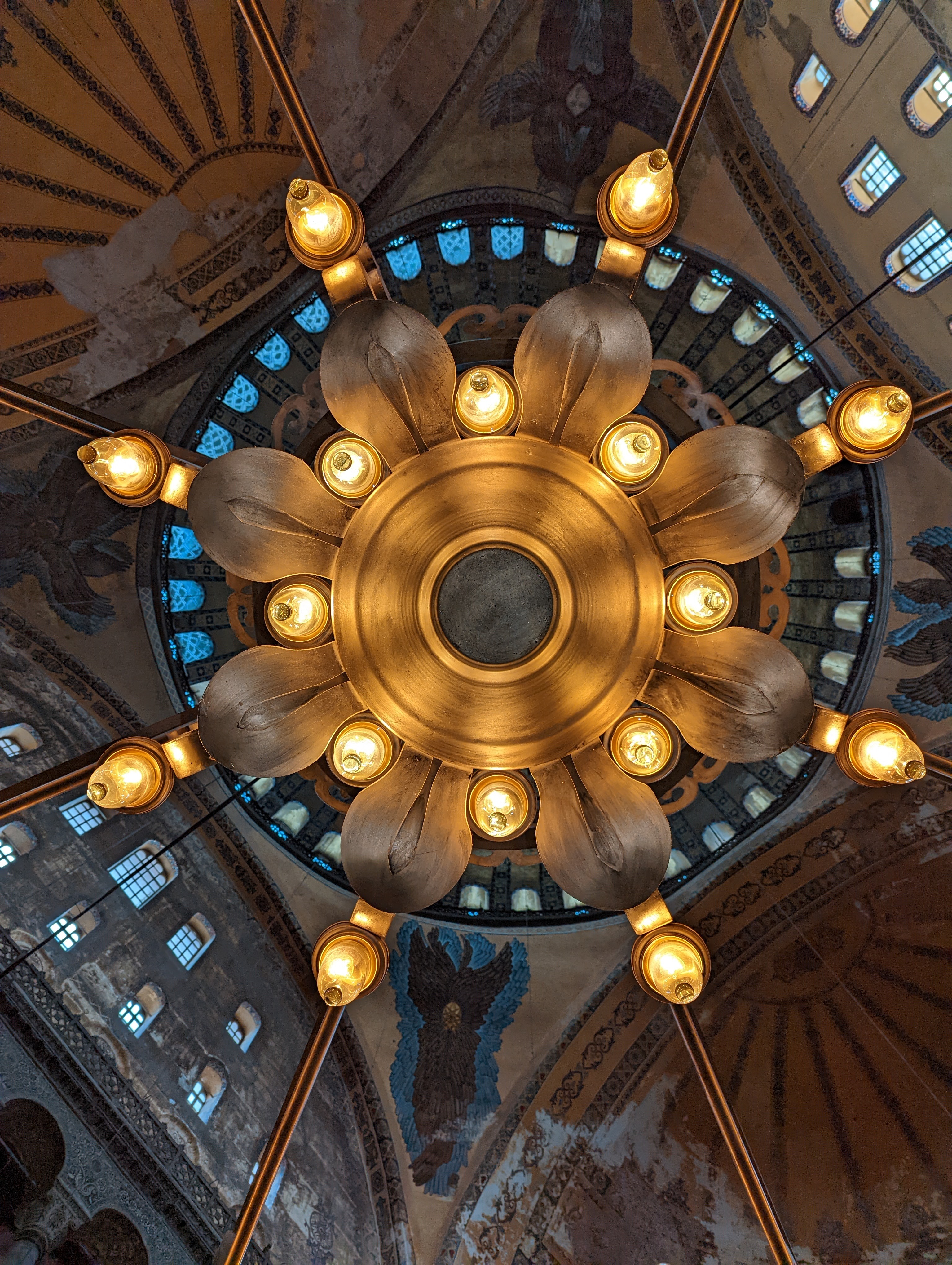 Another shot looking straight up at lights and domes.