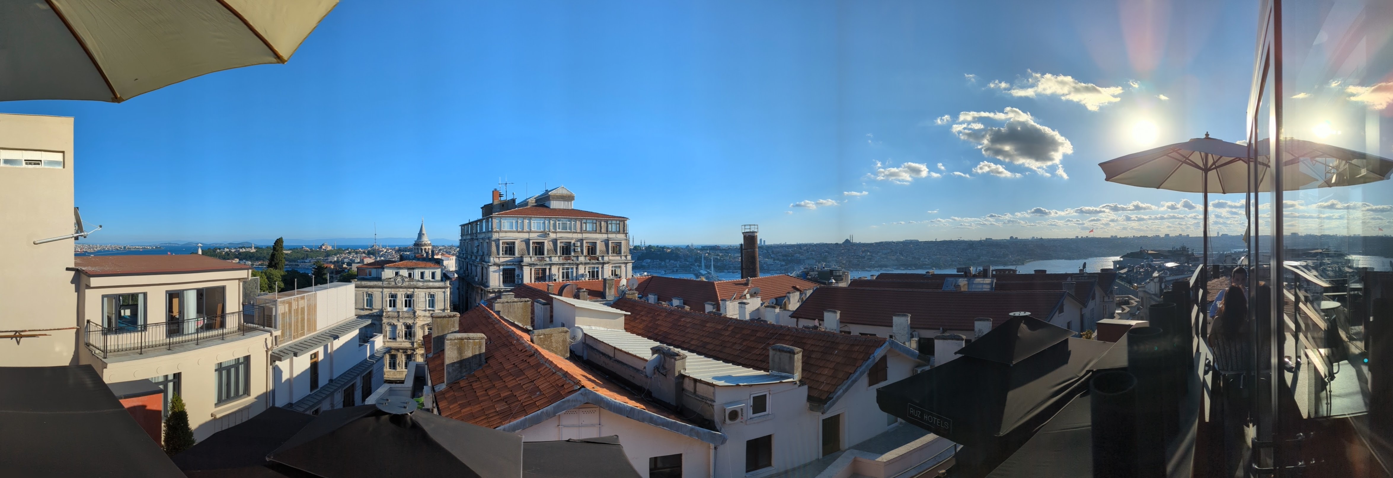A panoramic view of Istanbul from a restaurant/bar near the Galata Tower.