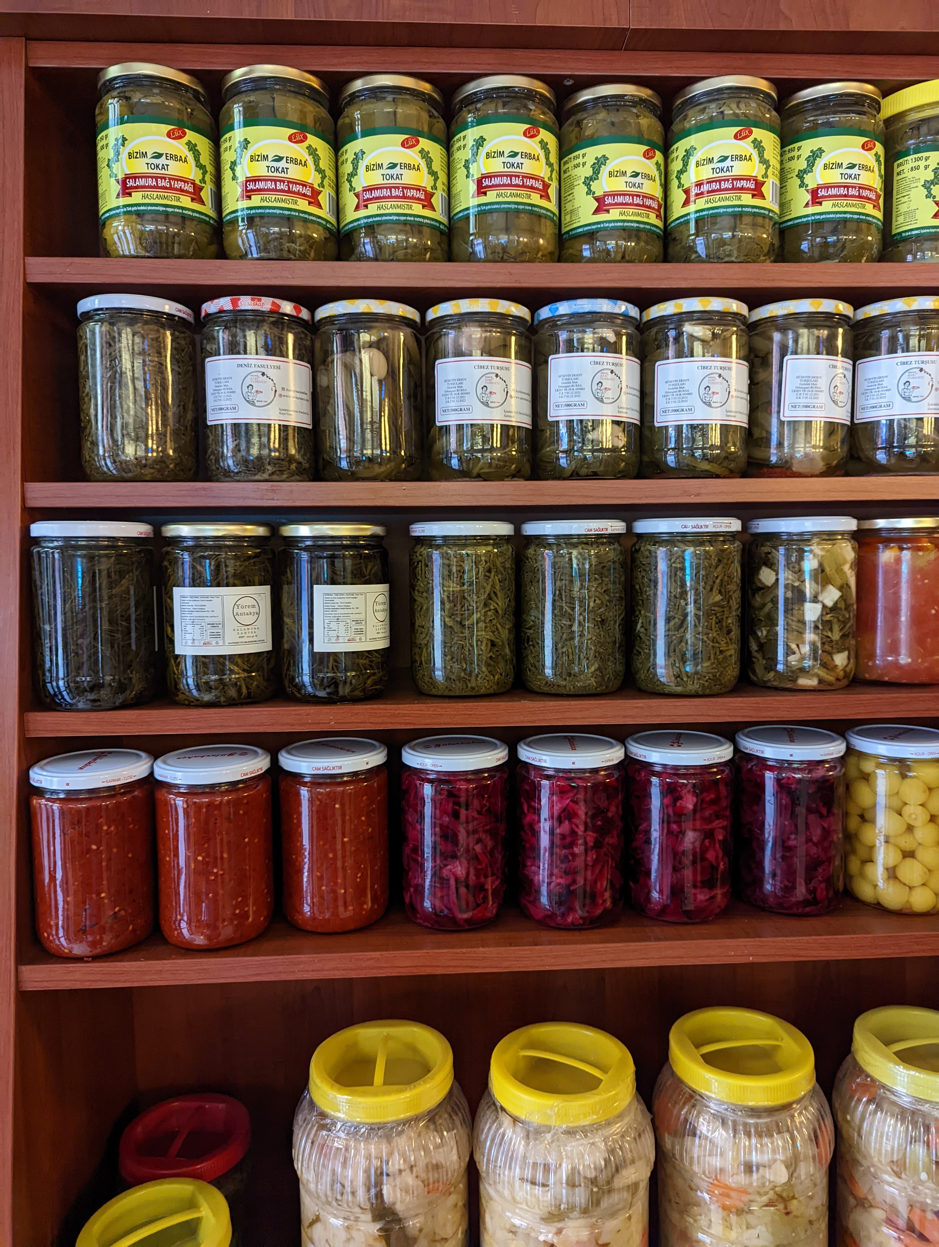 Jars of pickled goods.