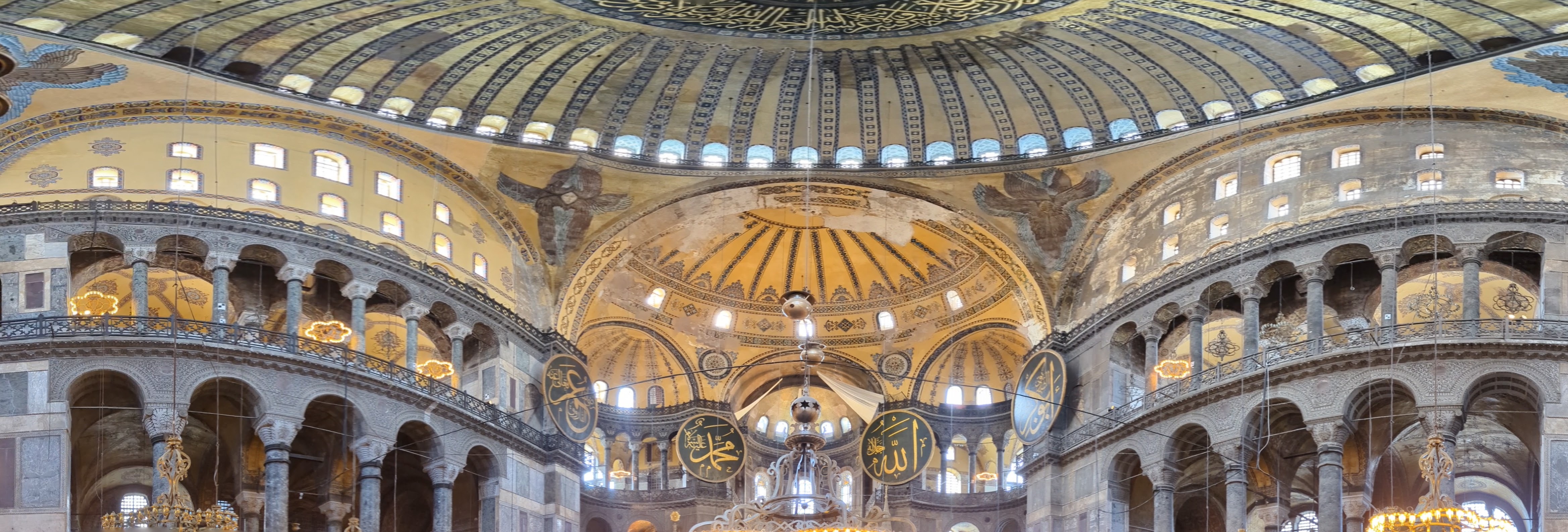 A panoramic shot looking up at the main dome.