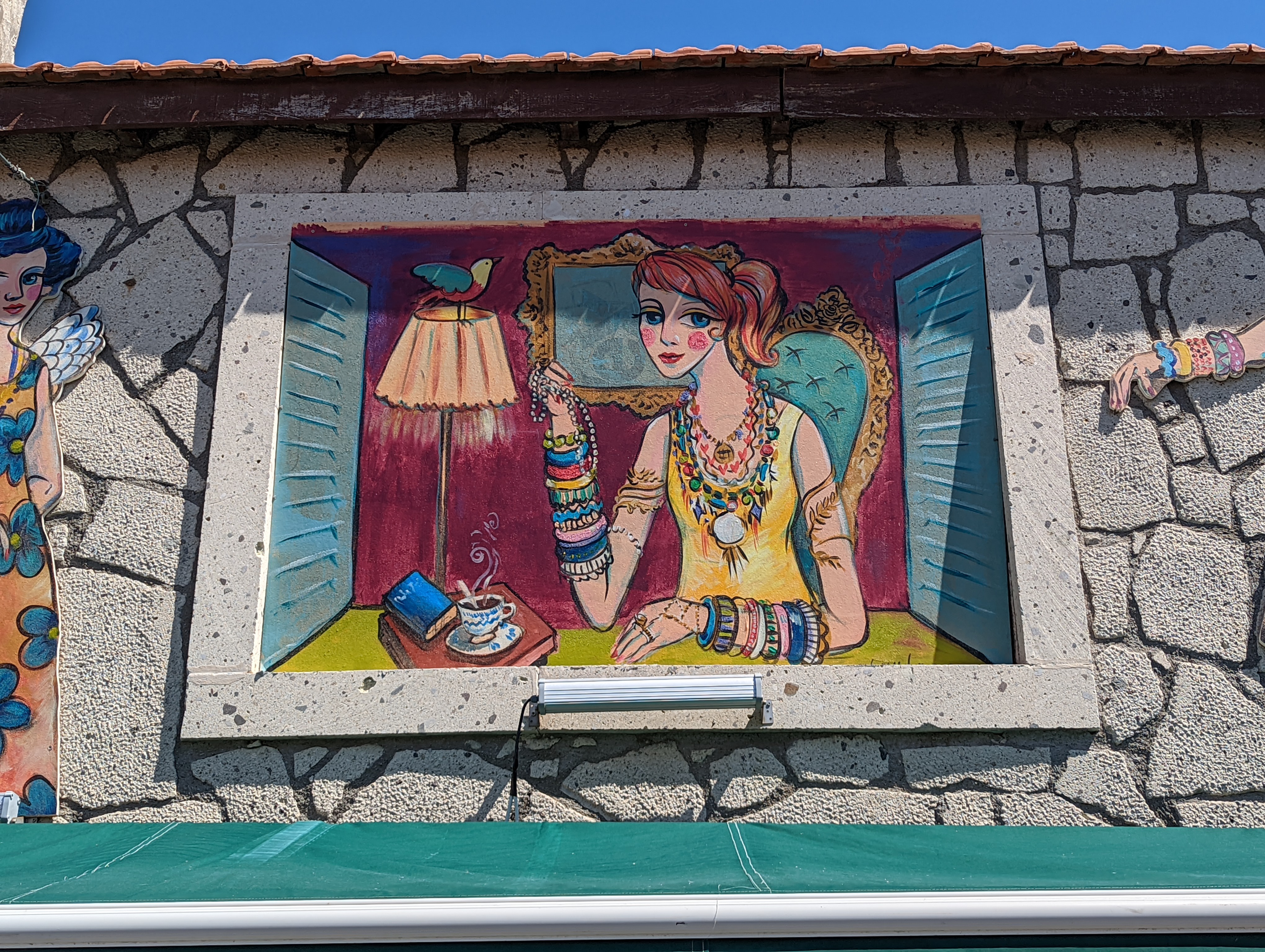 Woman with jewelry street art