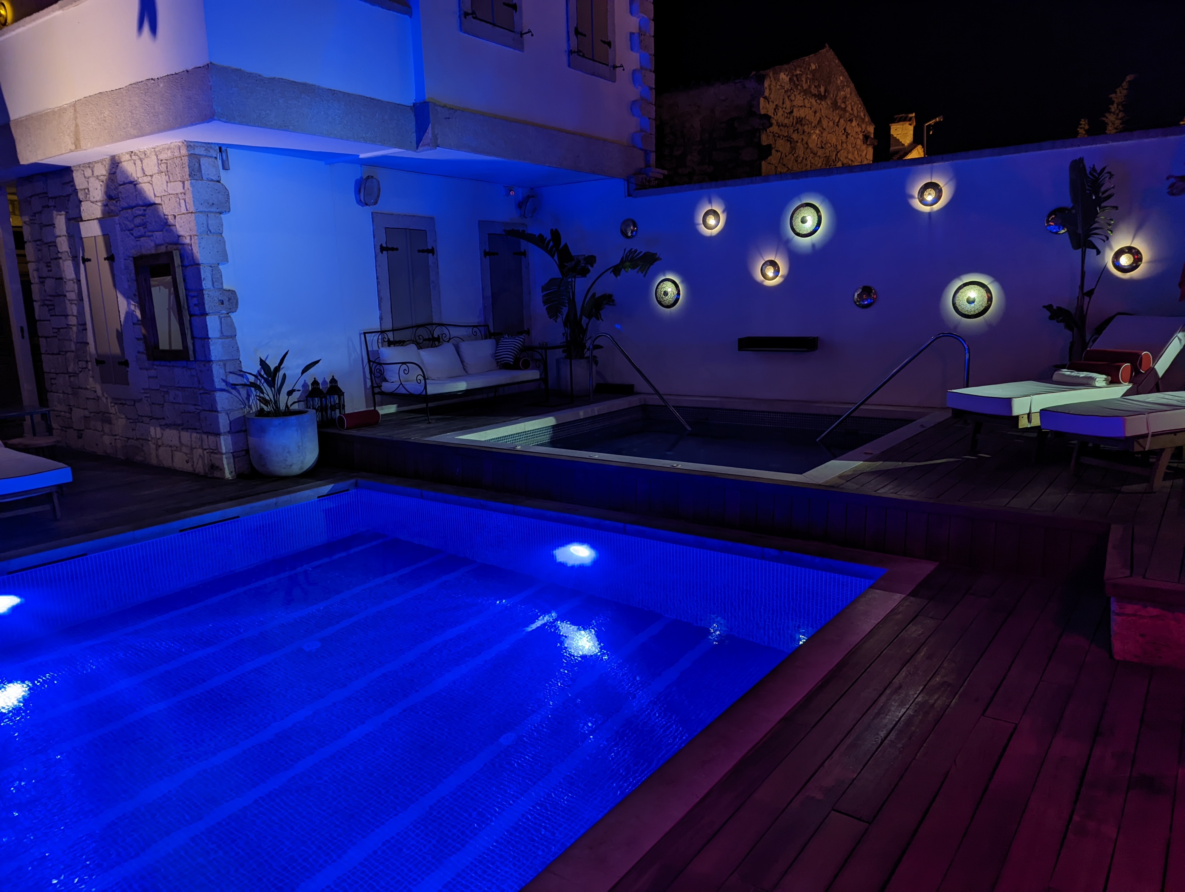 Hotel pool by night