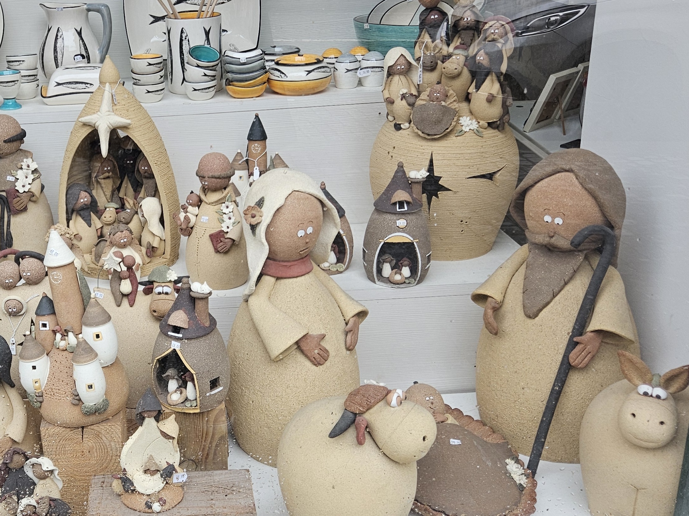 Cute style of pottery in a shop window