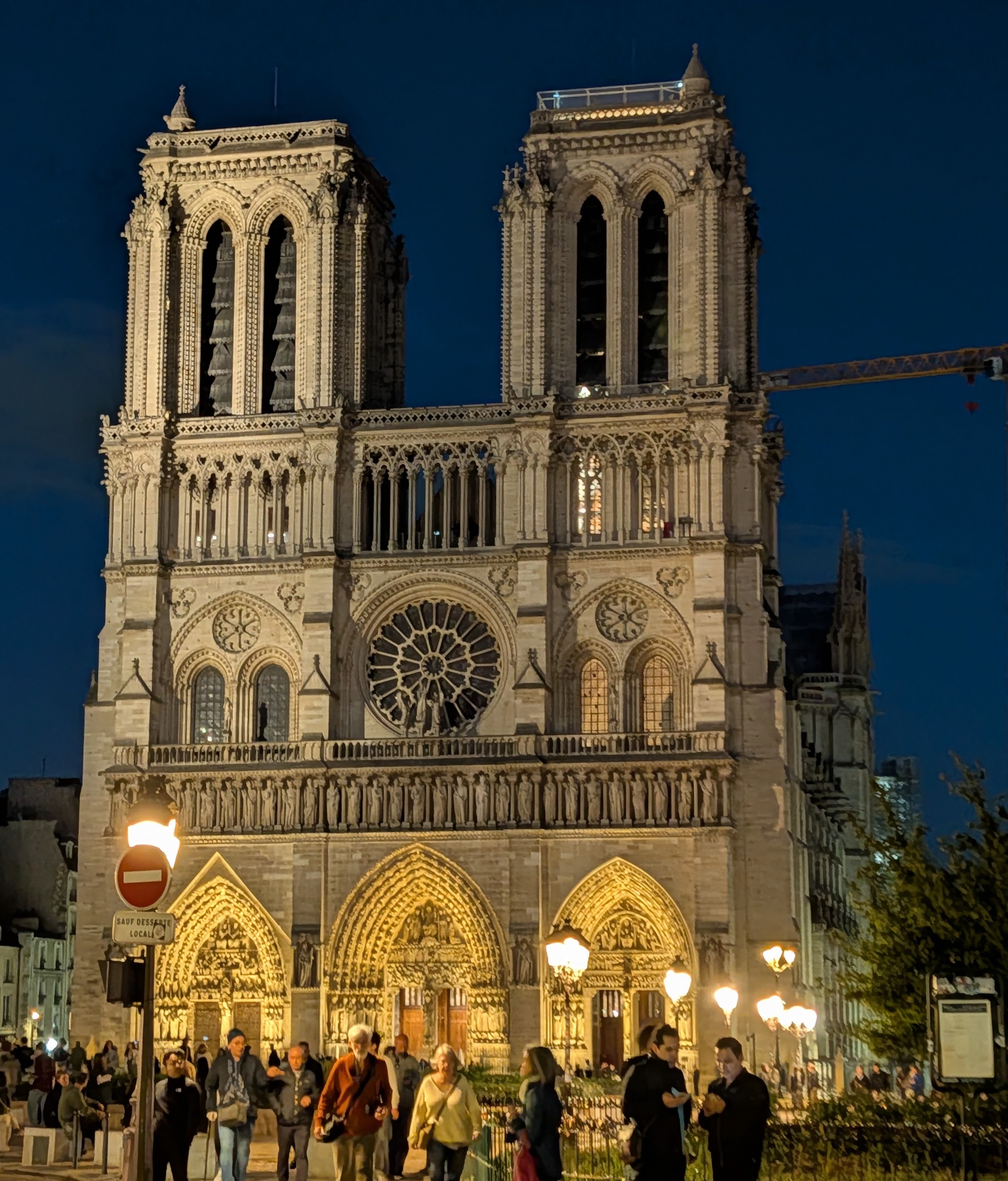 Notre Dame Cathedral with restoration crane in background