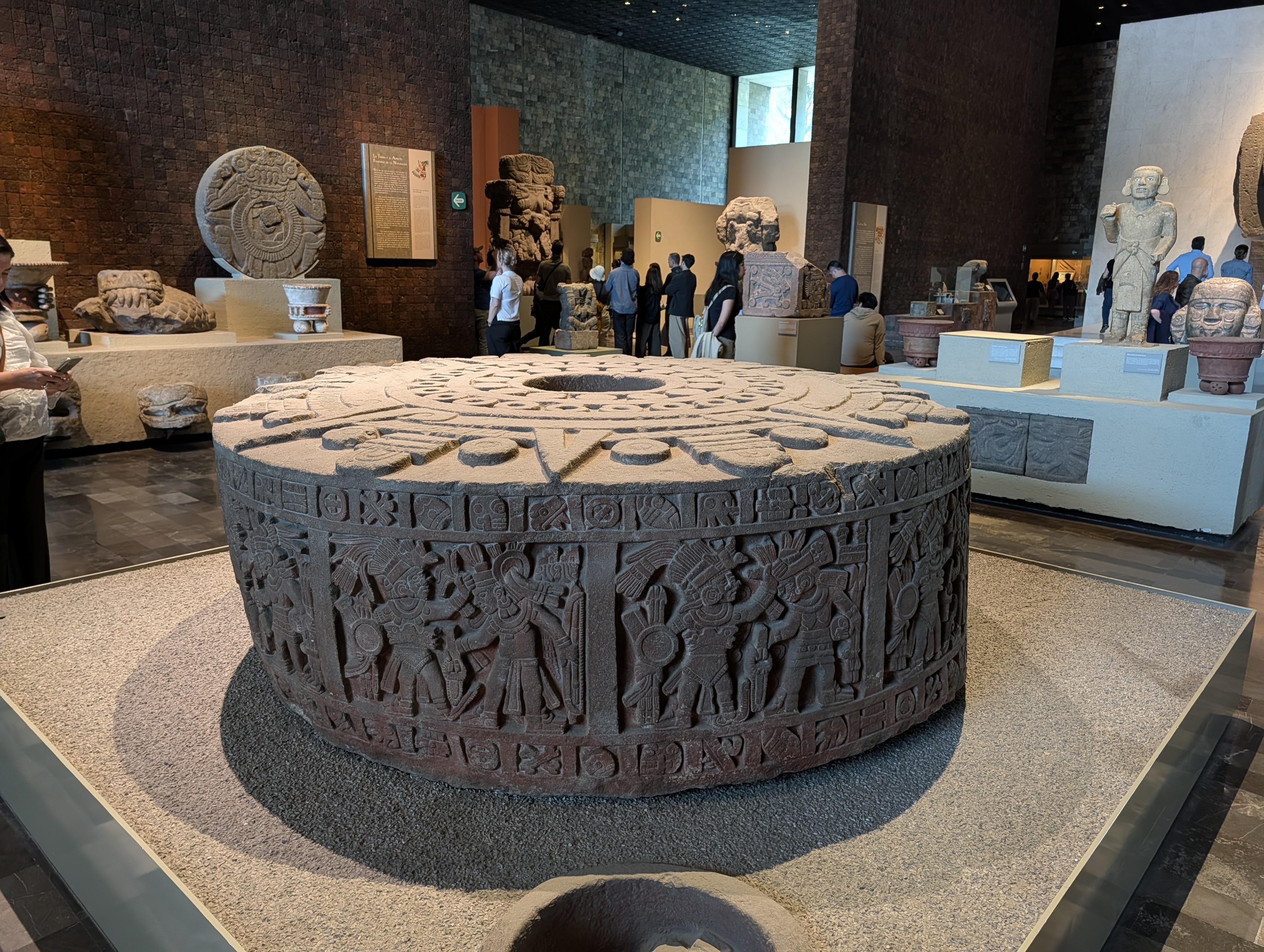 Discovered in 1791 in Mexico City's main square, the Piedra de Tízoc (Stone of Tízoc) is one of the most famous pieces in the Mexica (Aztec) hall of the Museo Nacional de Antropología and dates to the late 15th century, Late Postclassic period.