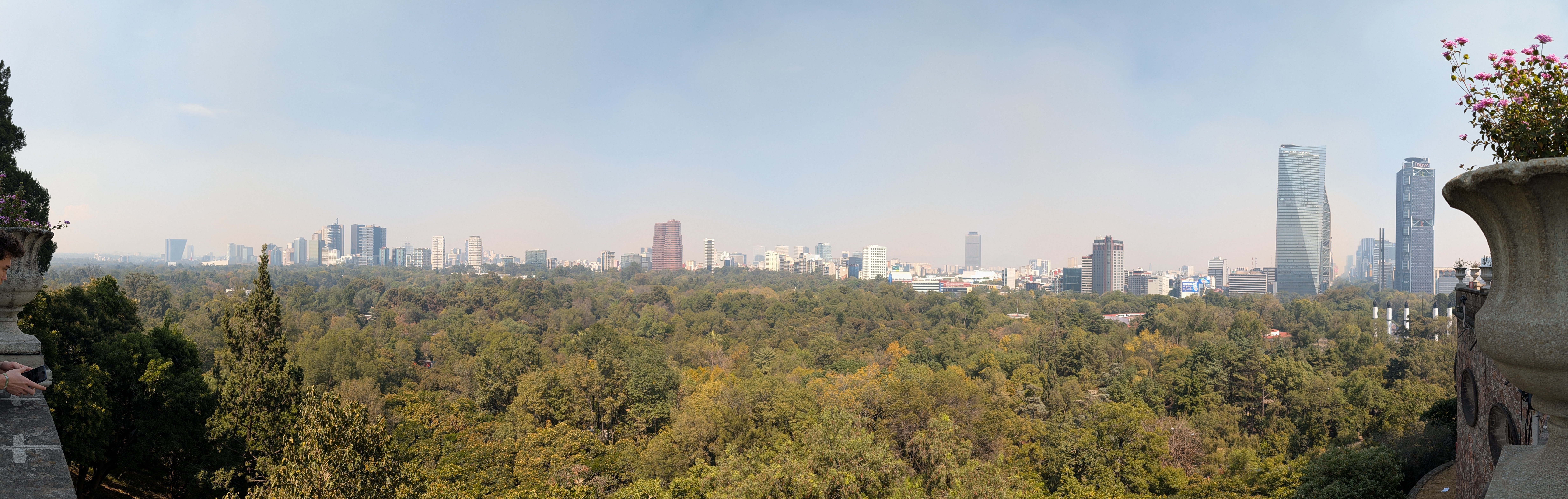 The view of CDMX's modern buildings across el bosque