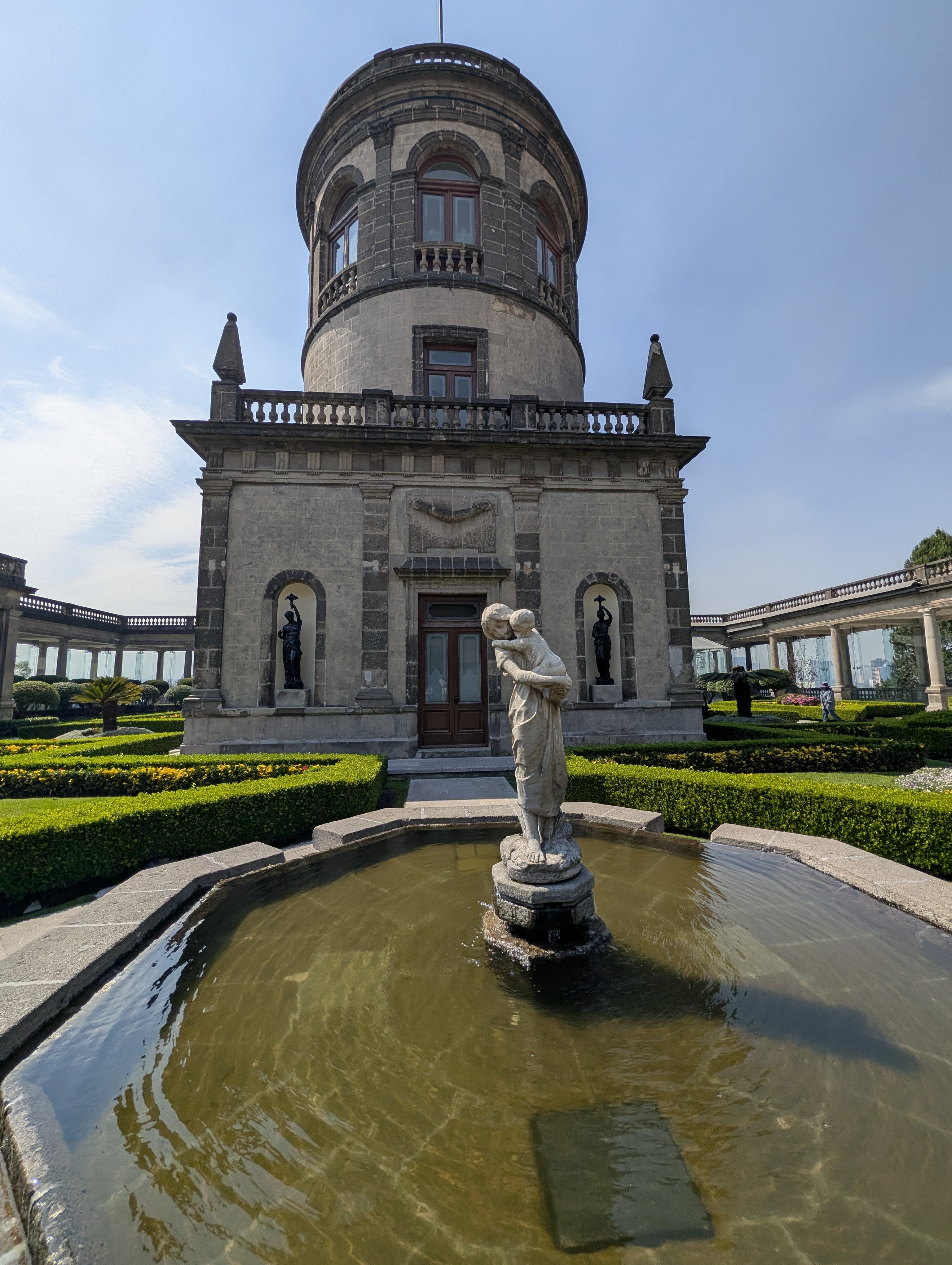 A tower in the rooftop gardens