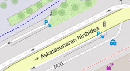 Map detail showing Basque language street name