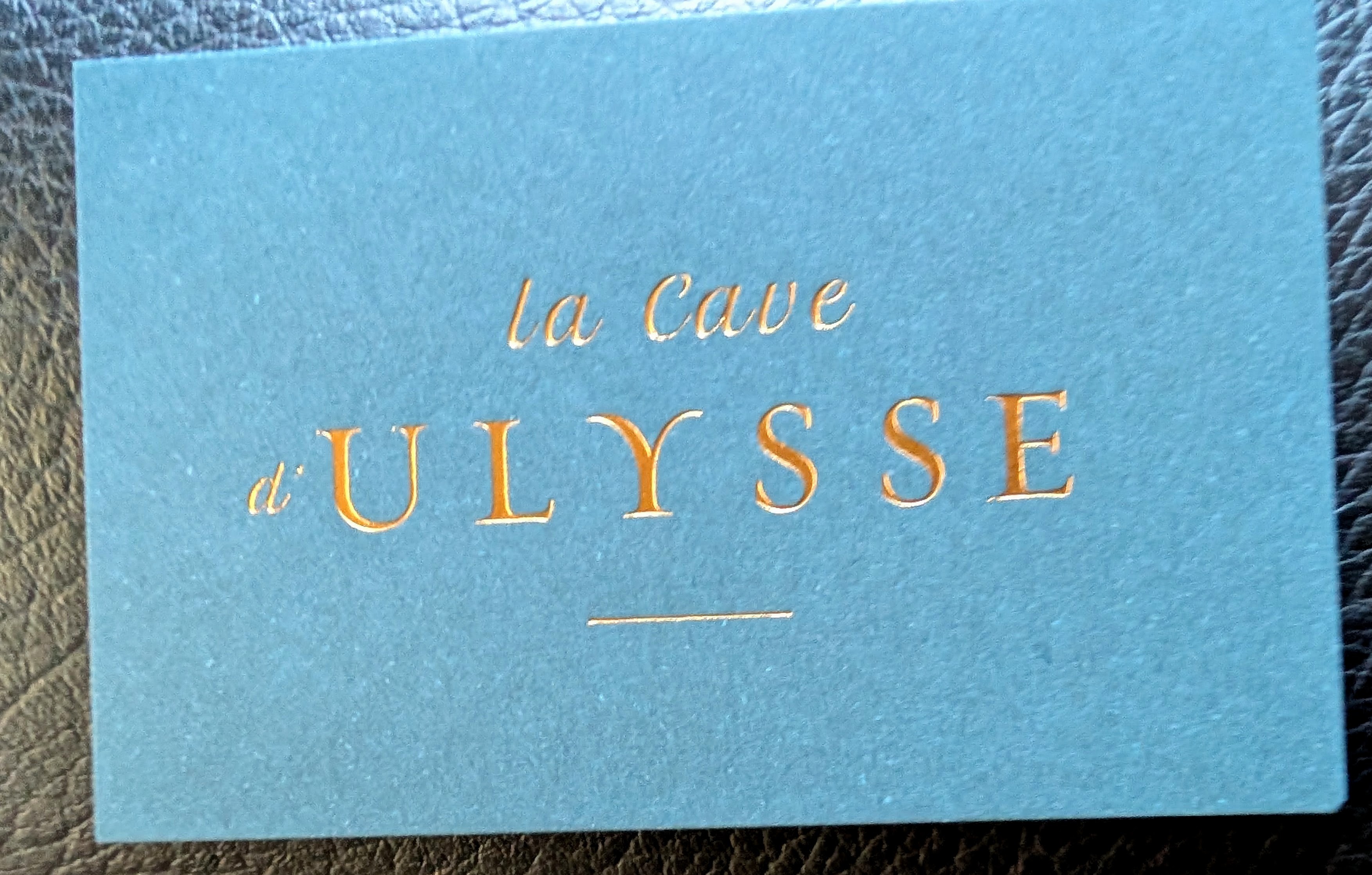 Business card from La Cave d'Ulysse