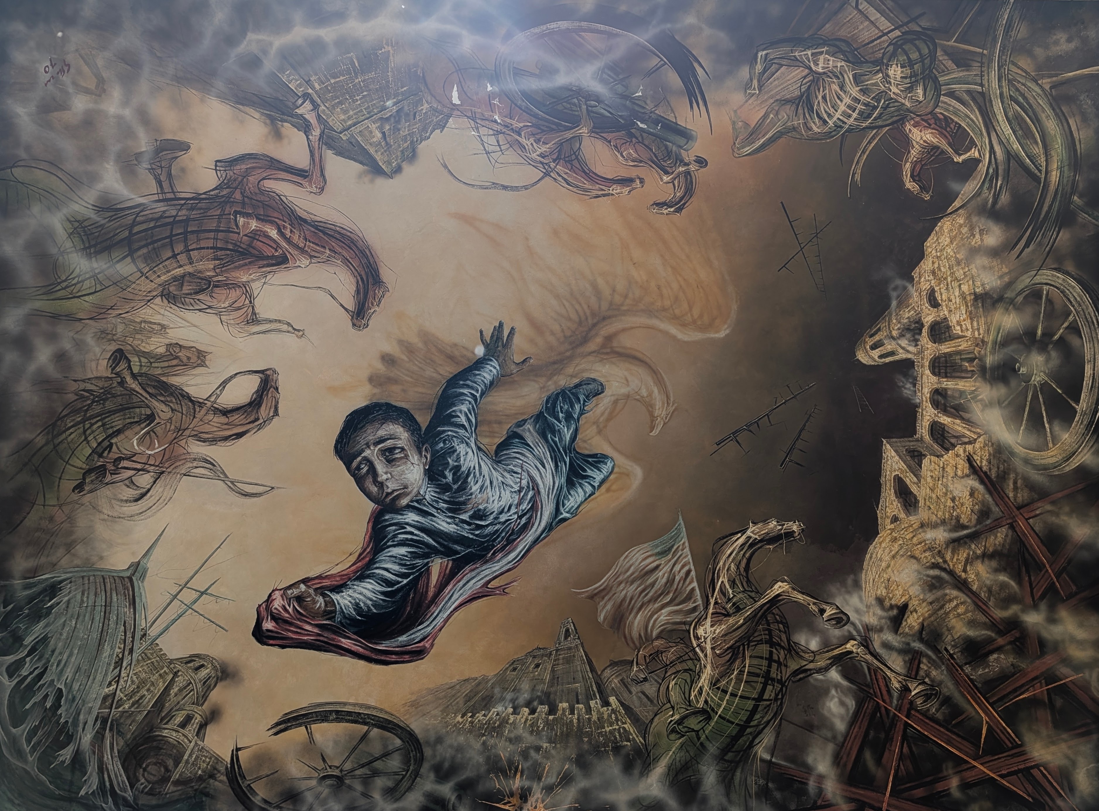 A ceiling mural inside the castle