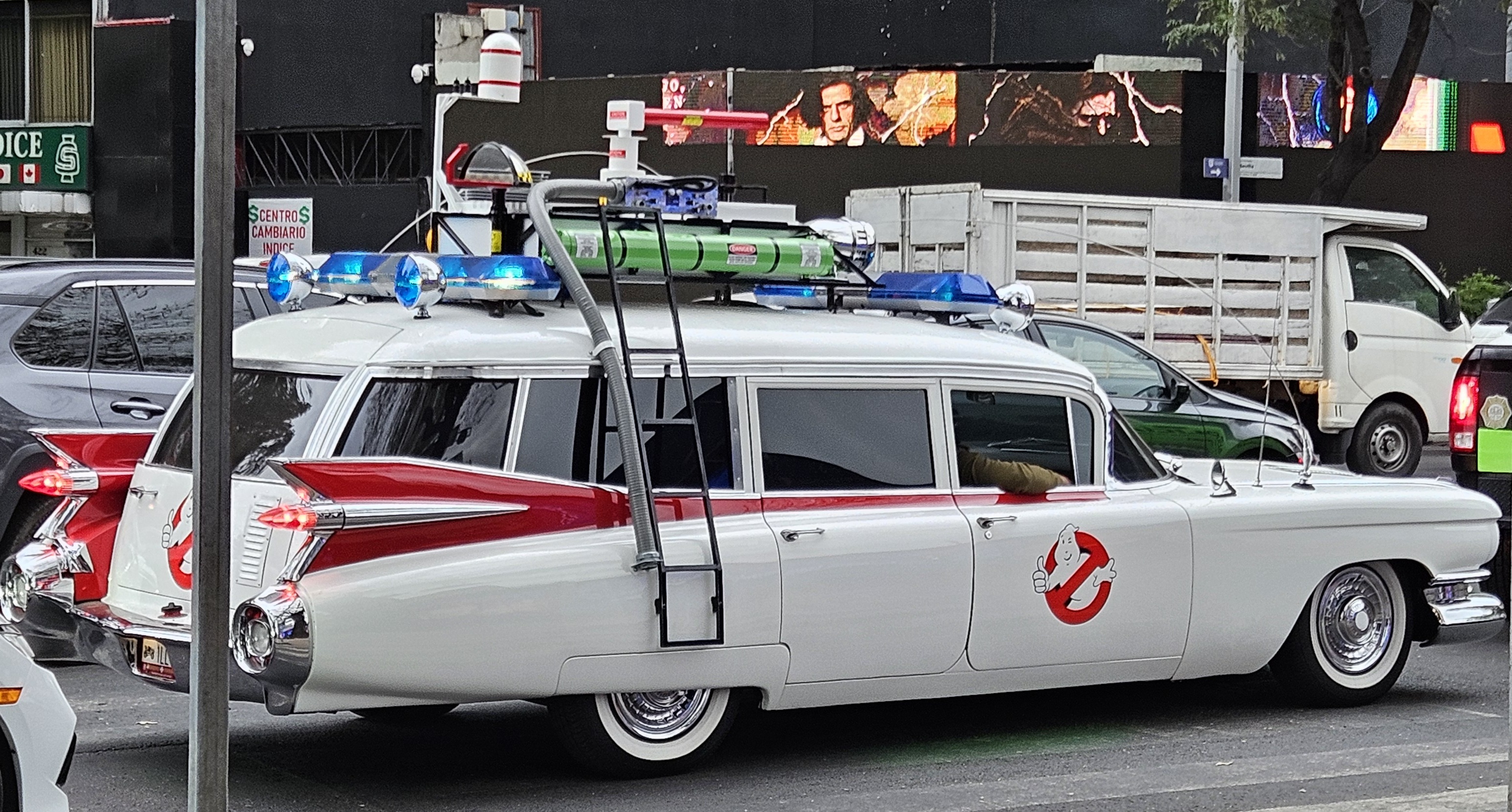 Ghostbusters car seen driving around