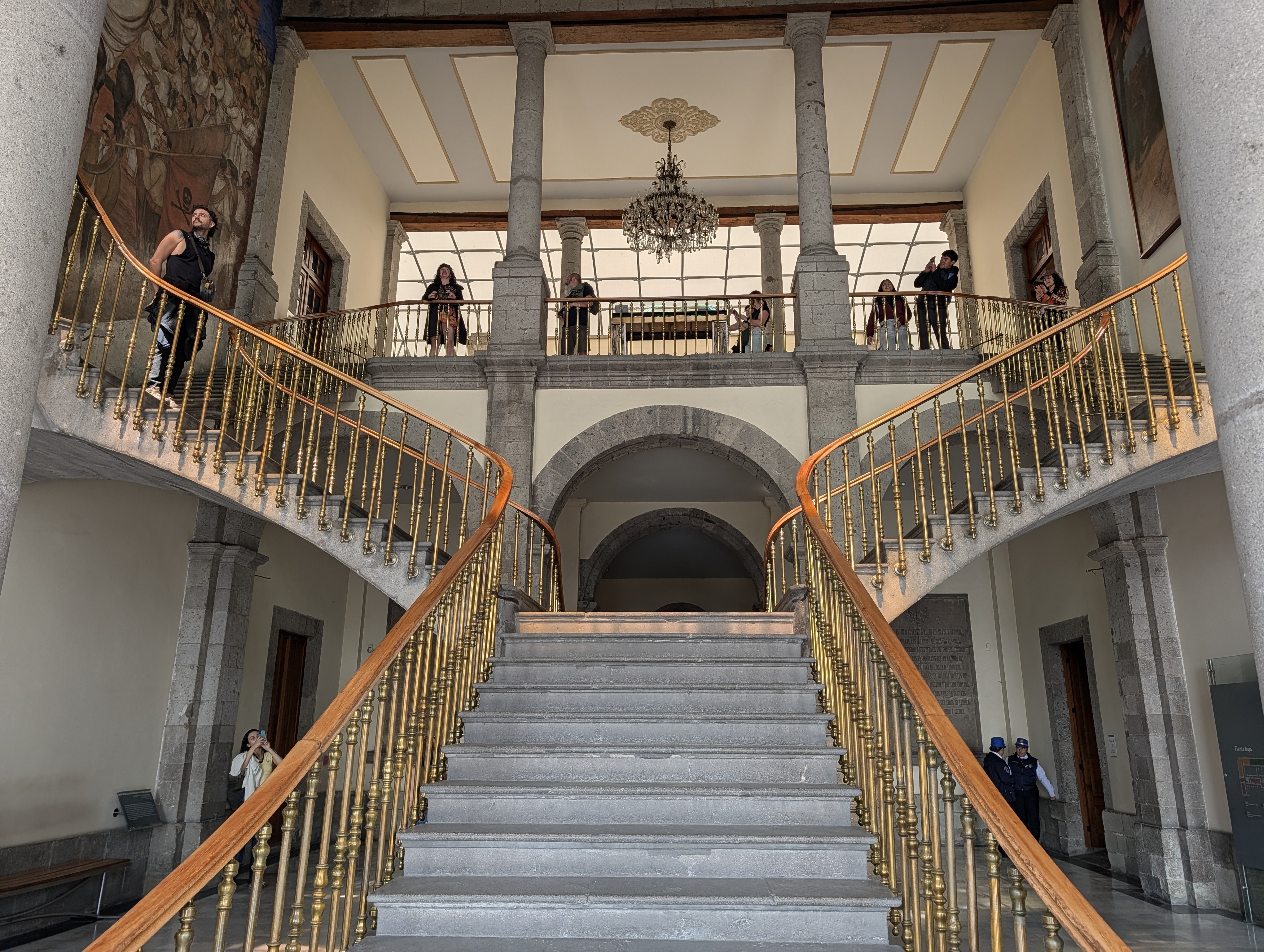 An interior stairway in the castle