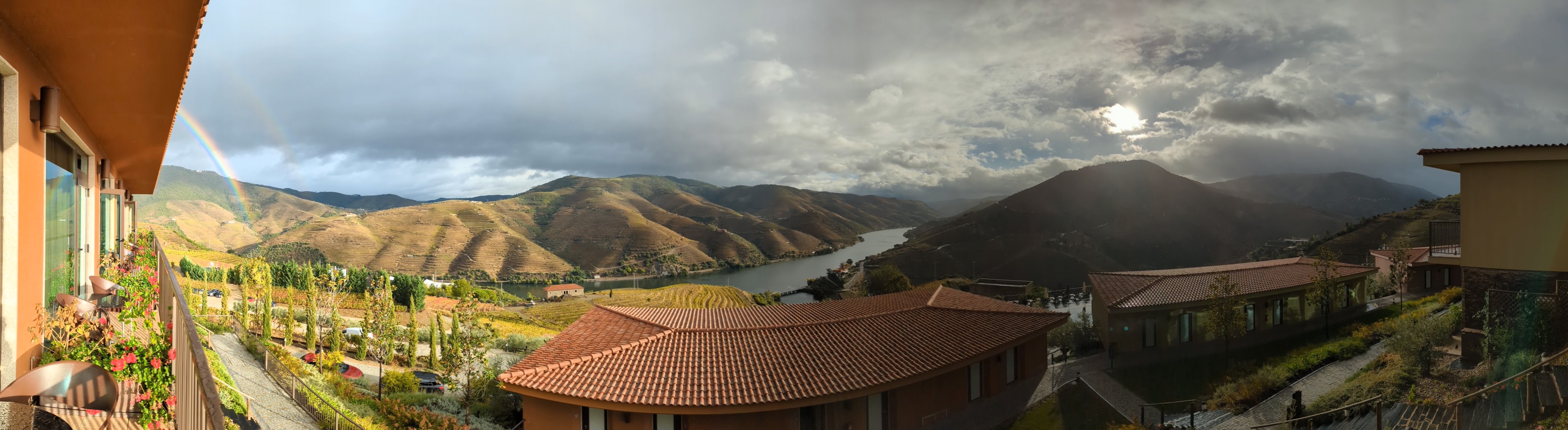 A sphere photo of the morning view from our window at the Vila Gale Douro Vineyards