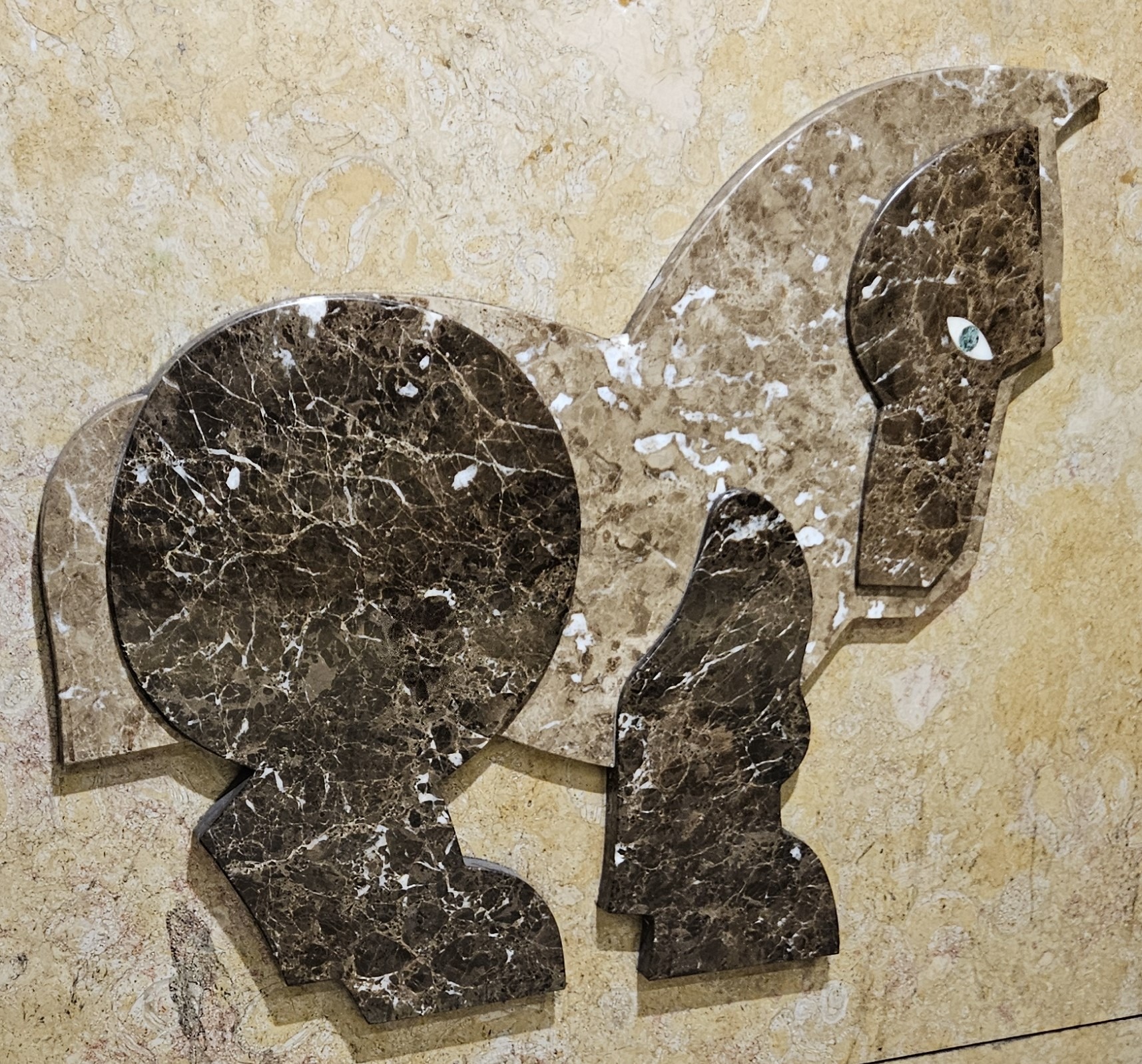 Cut stone mural in Lisbon metro - steed
