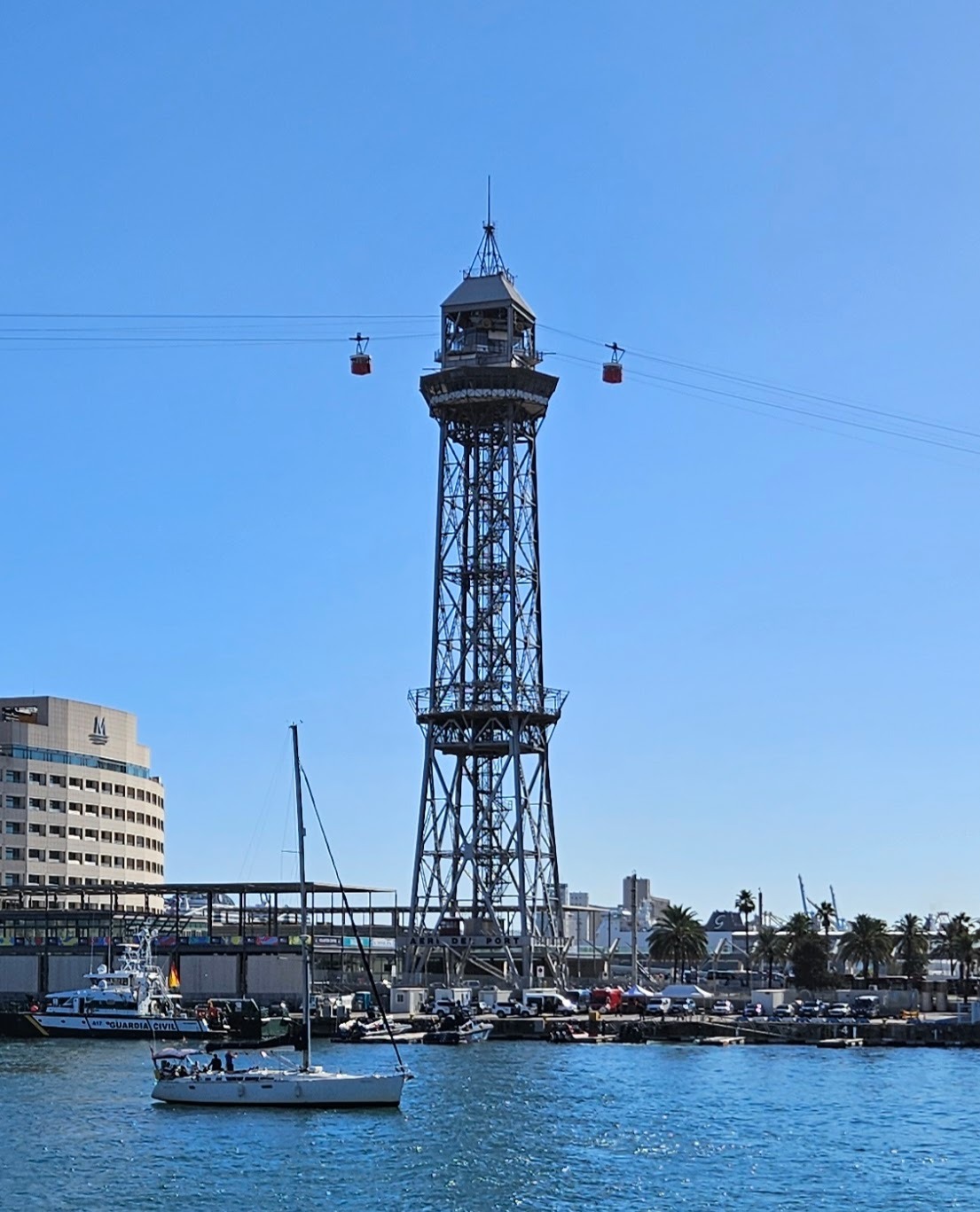 Cable car gondolas crossing the port