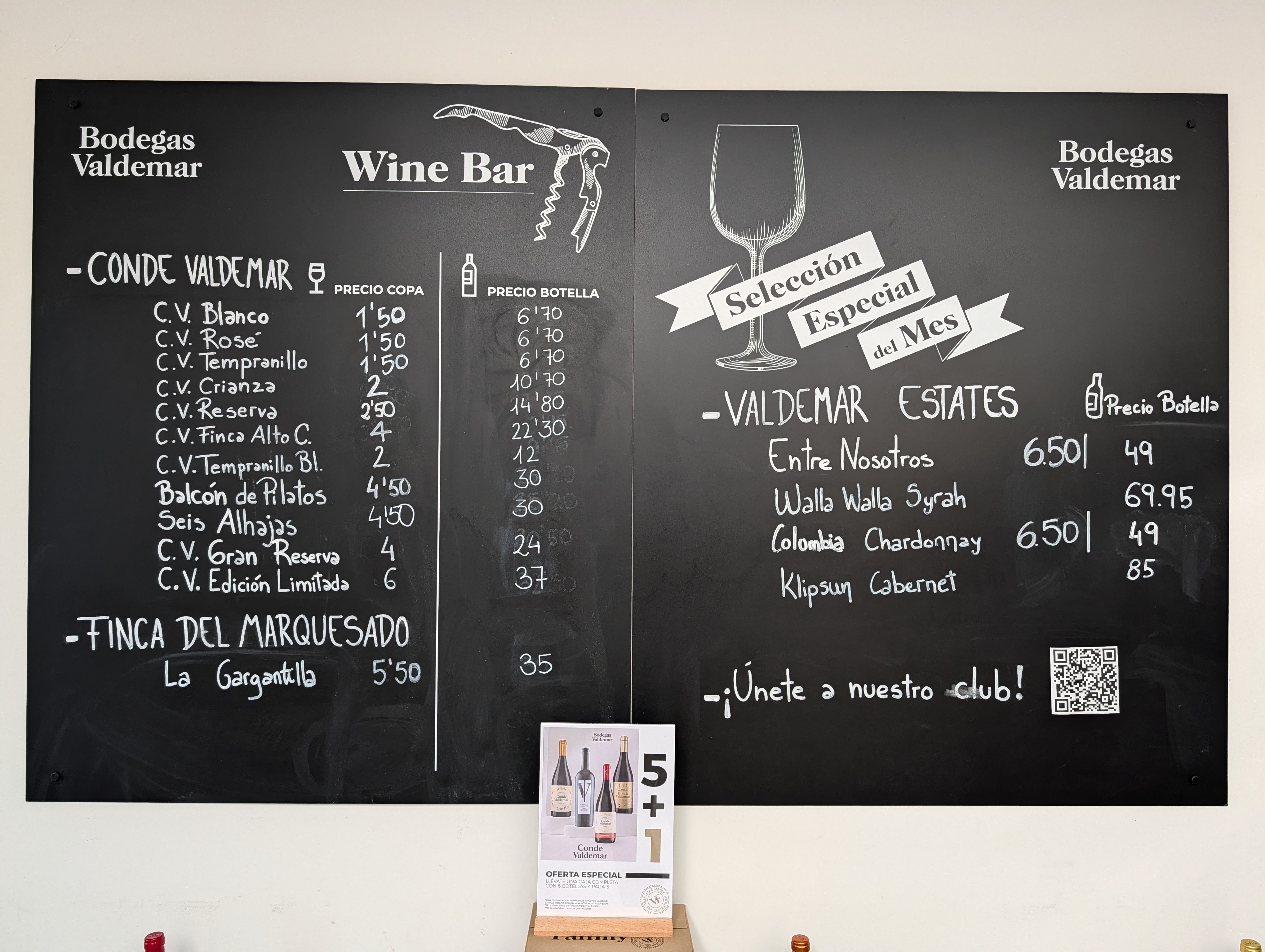 Pricing of the bottles from Rioja and Walla Walla - a big difference