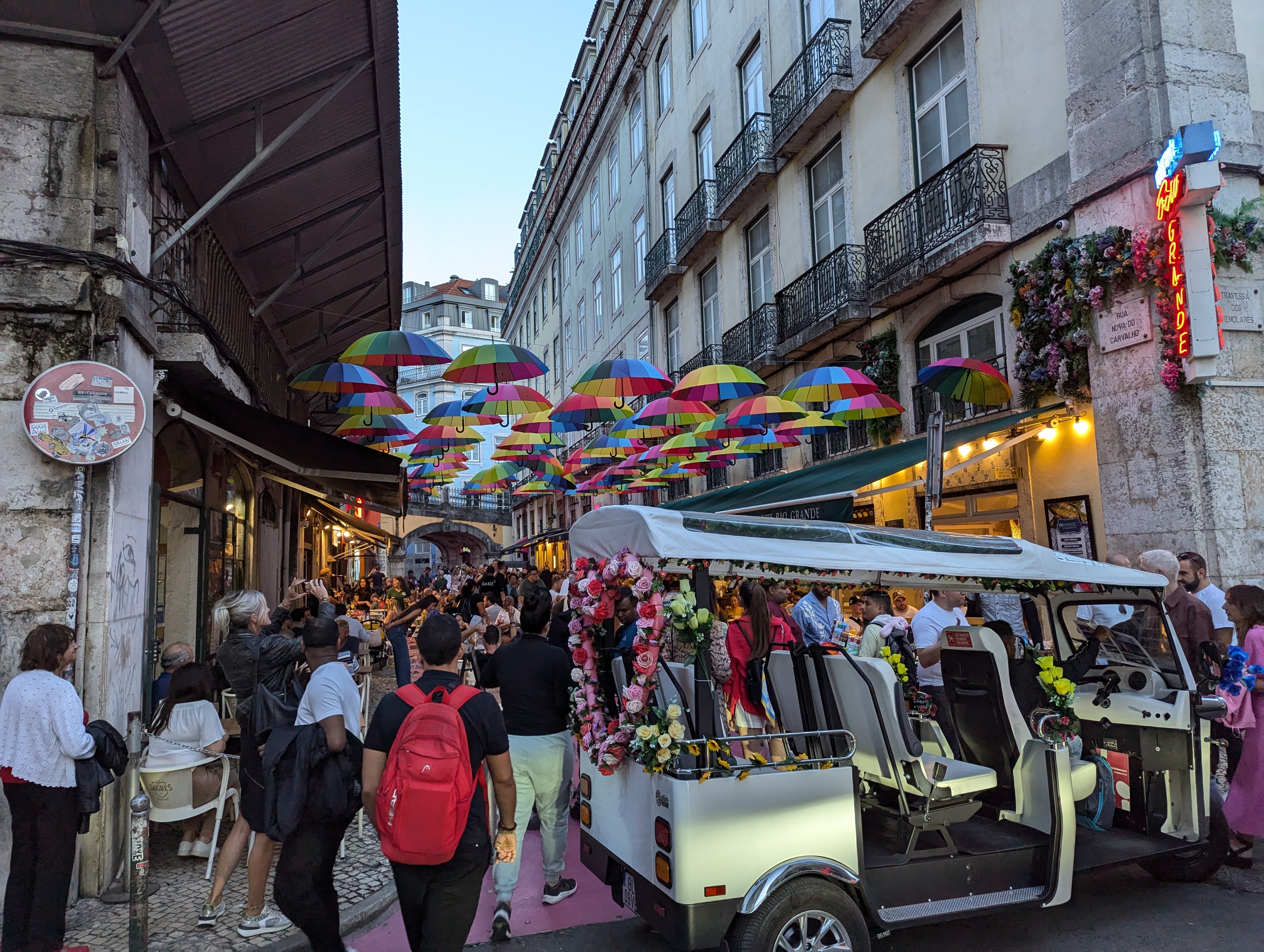 Active evening in Pink Street, Lisbon