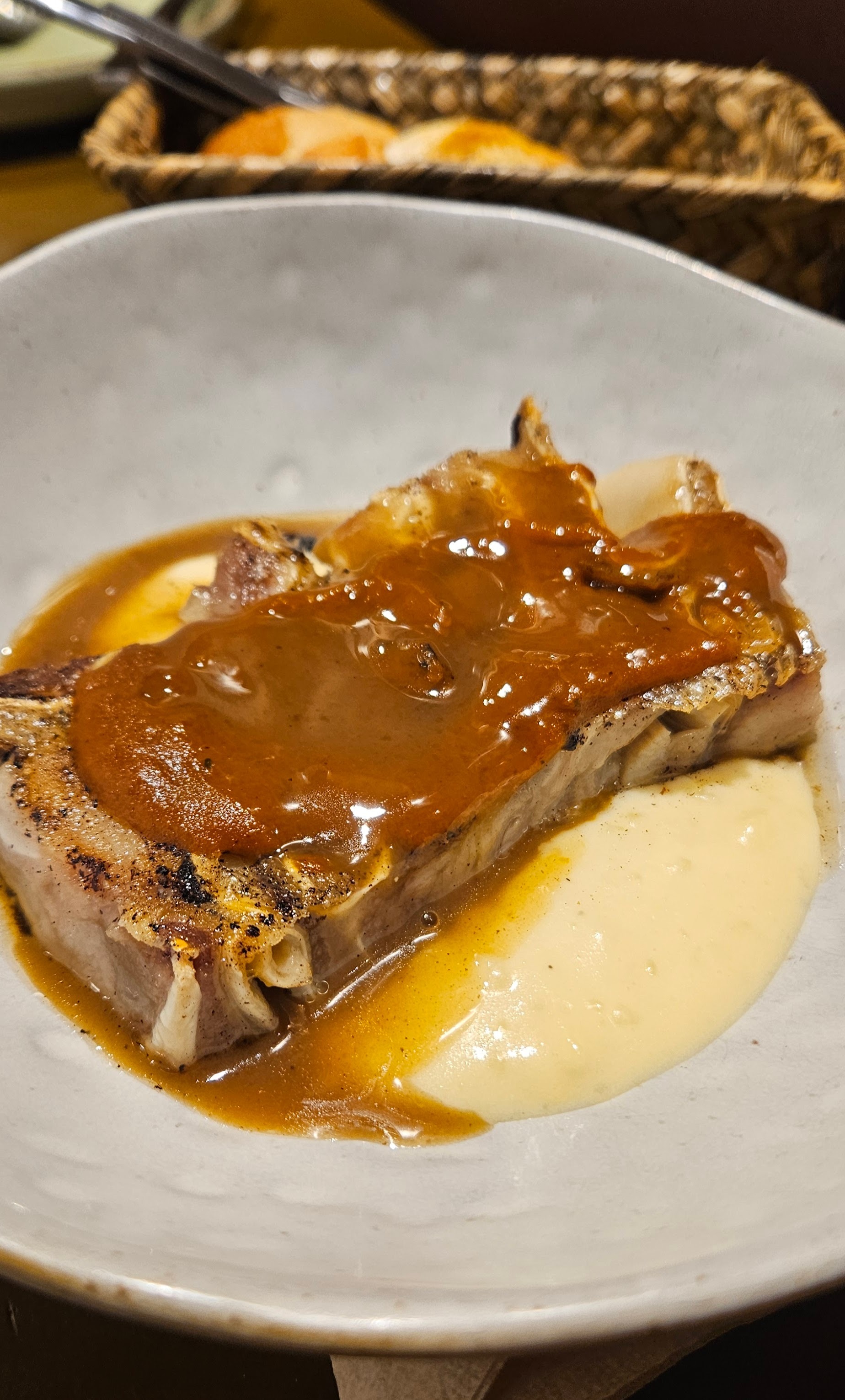 Pig's ear in truffle cream