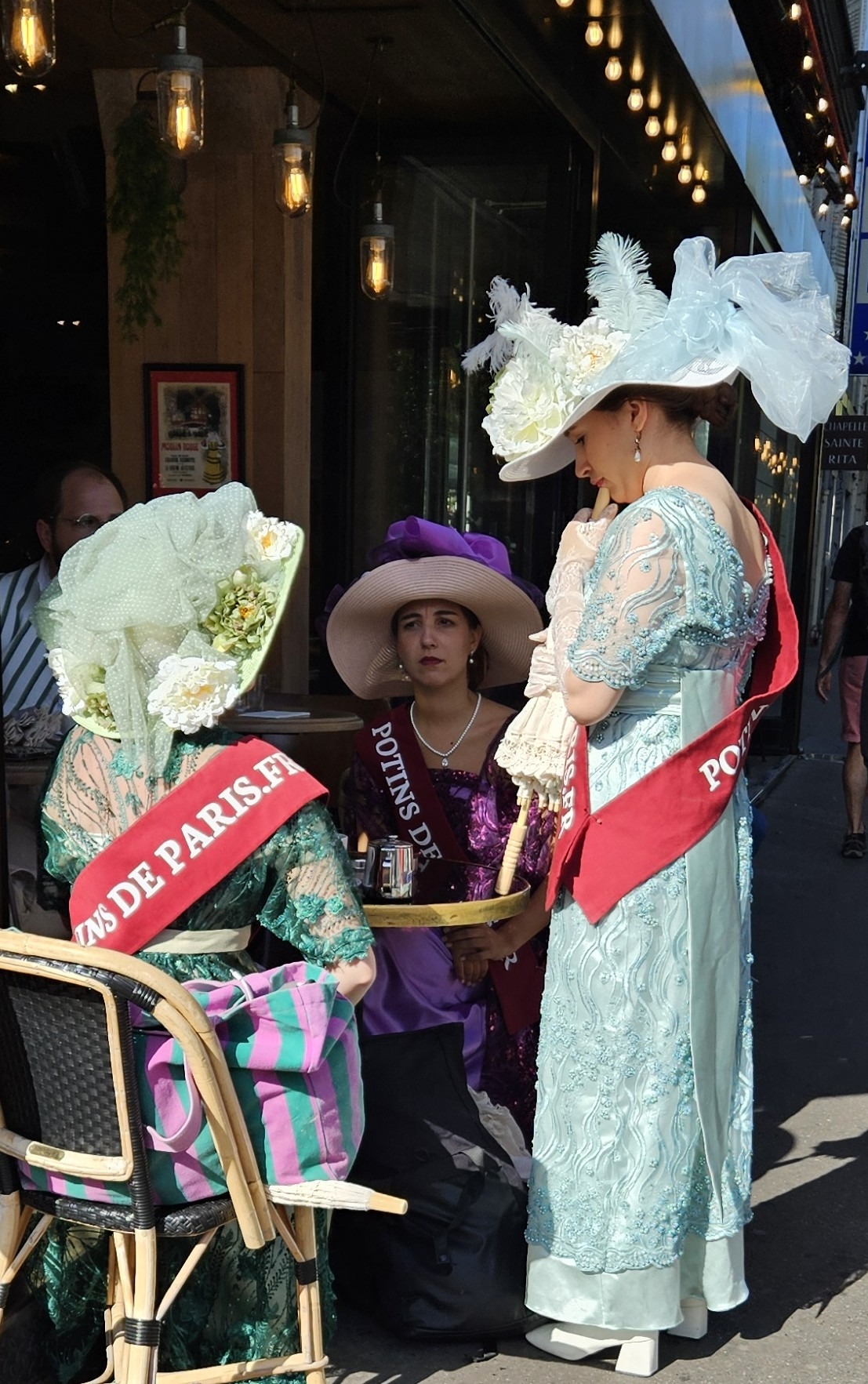 Tour guides in period costume take a break.