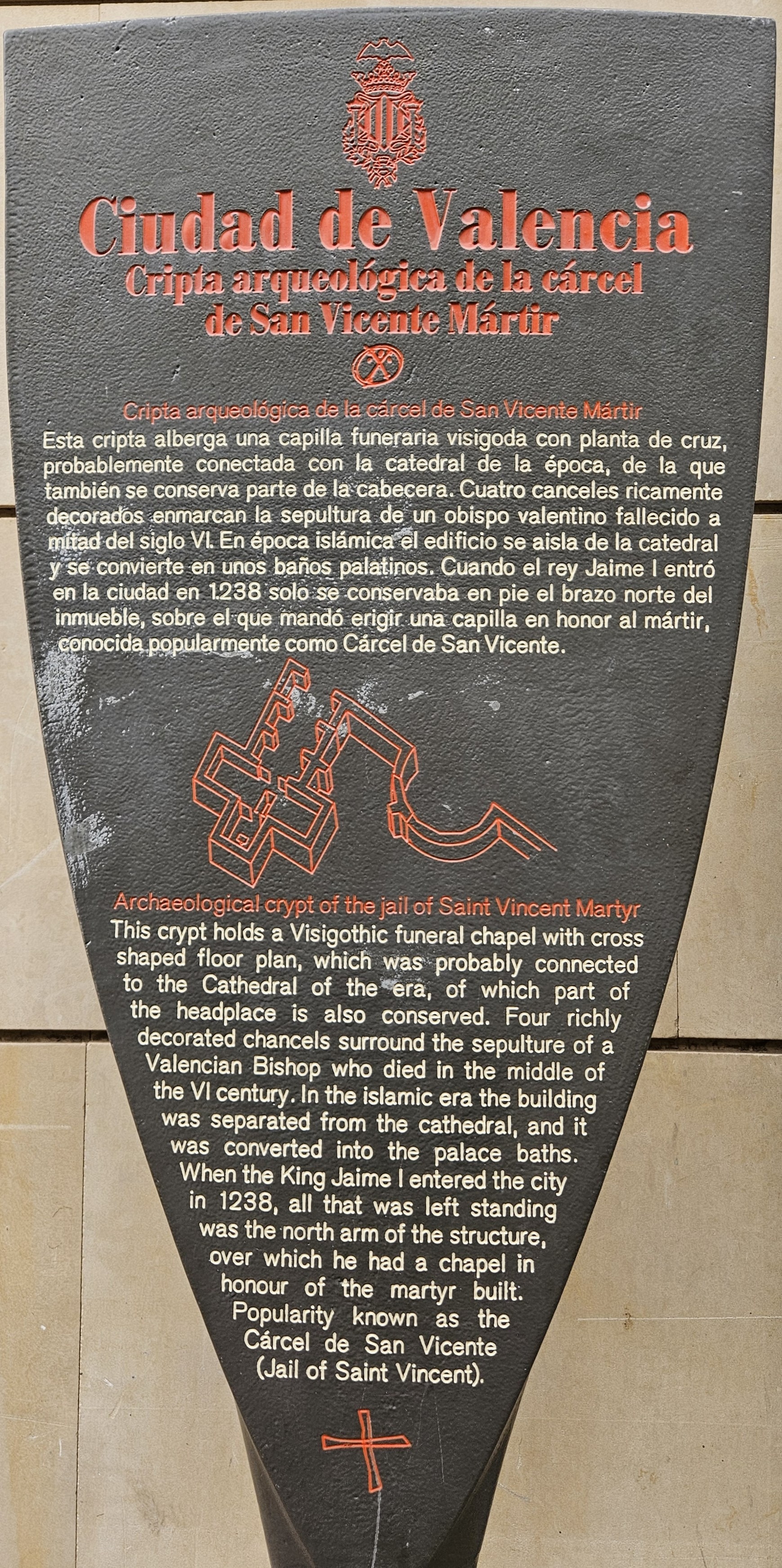 Sign for Archaeological Crypt of the Prison of St. Vicent the Martyr