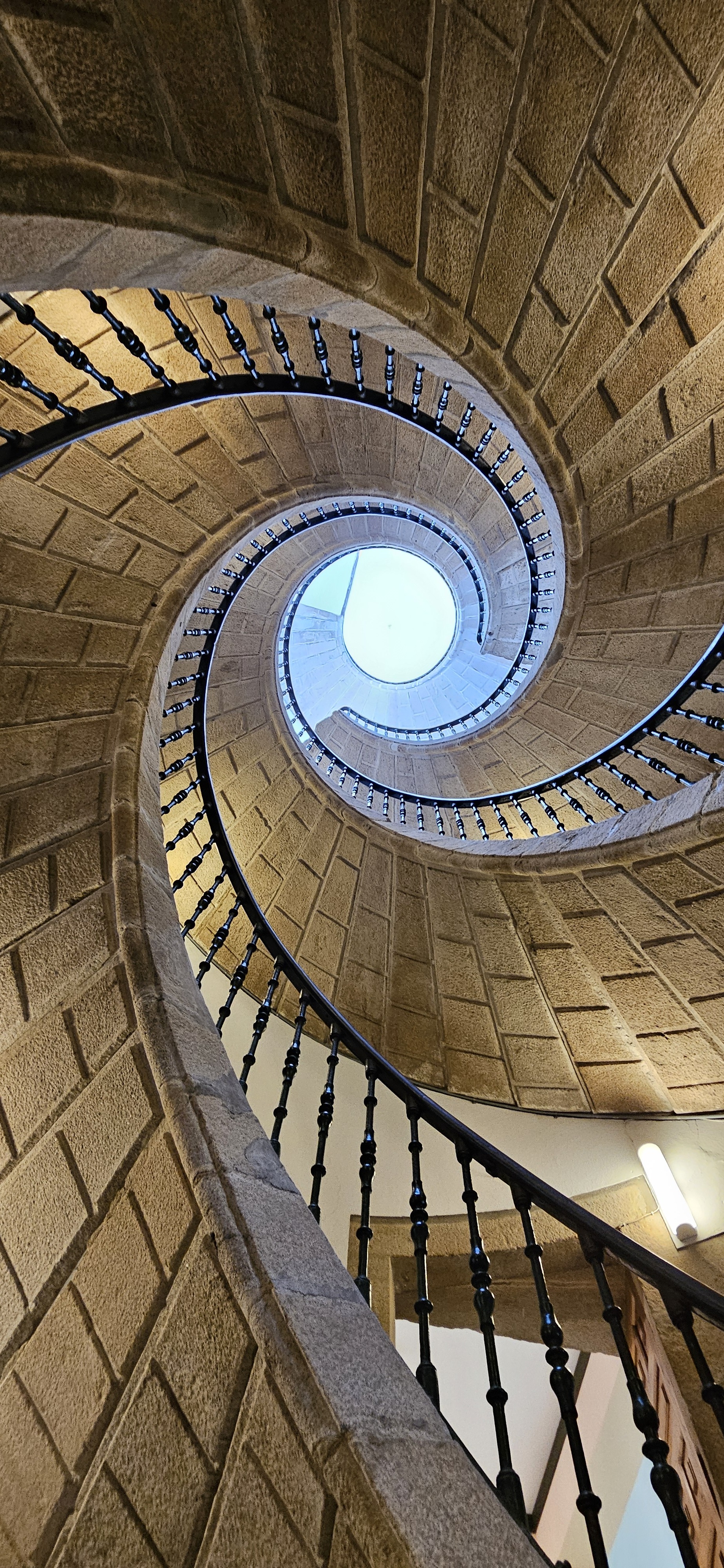 Looking up the spiral staircase
