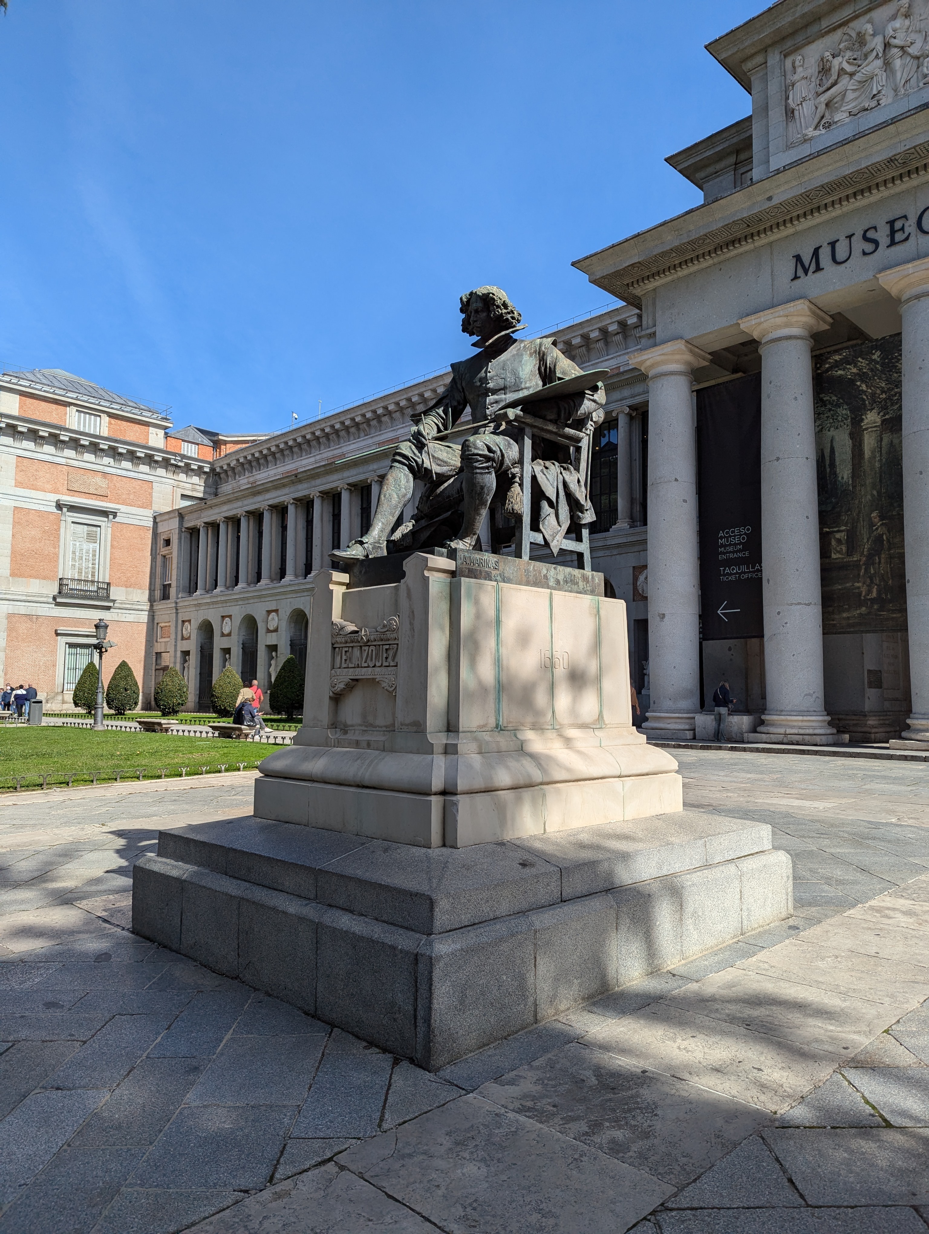 Monument to artist Diego Rodríguez de Silva y Velázquez outside The Prado, Madrid