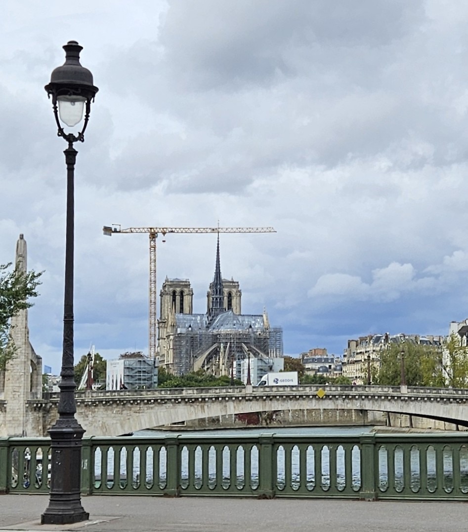 Exterior of Notre Dame still under fire restoration