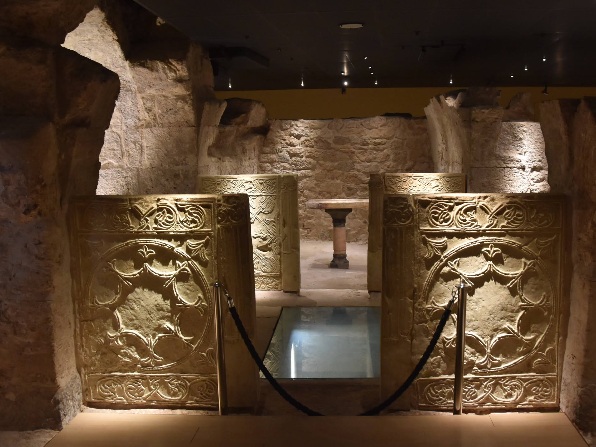 Altar gates at archeological crypt