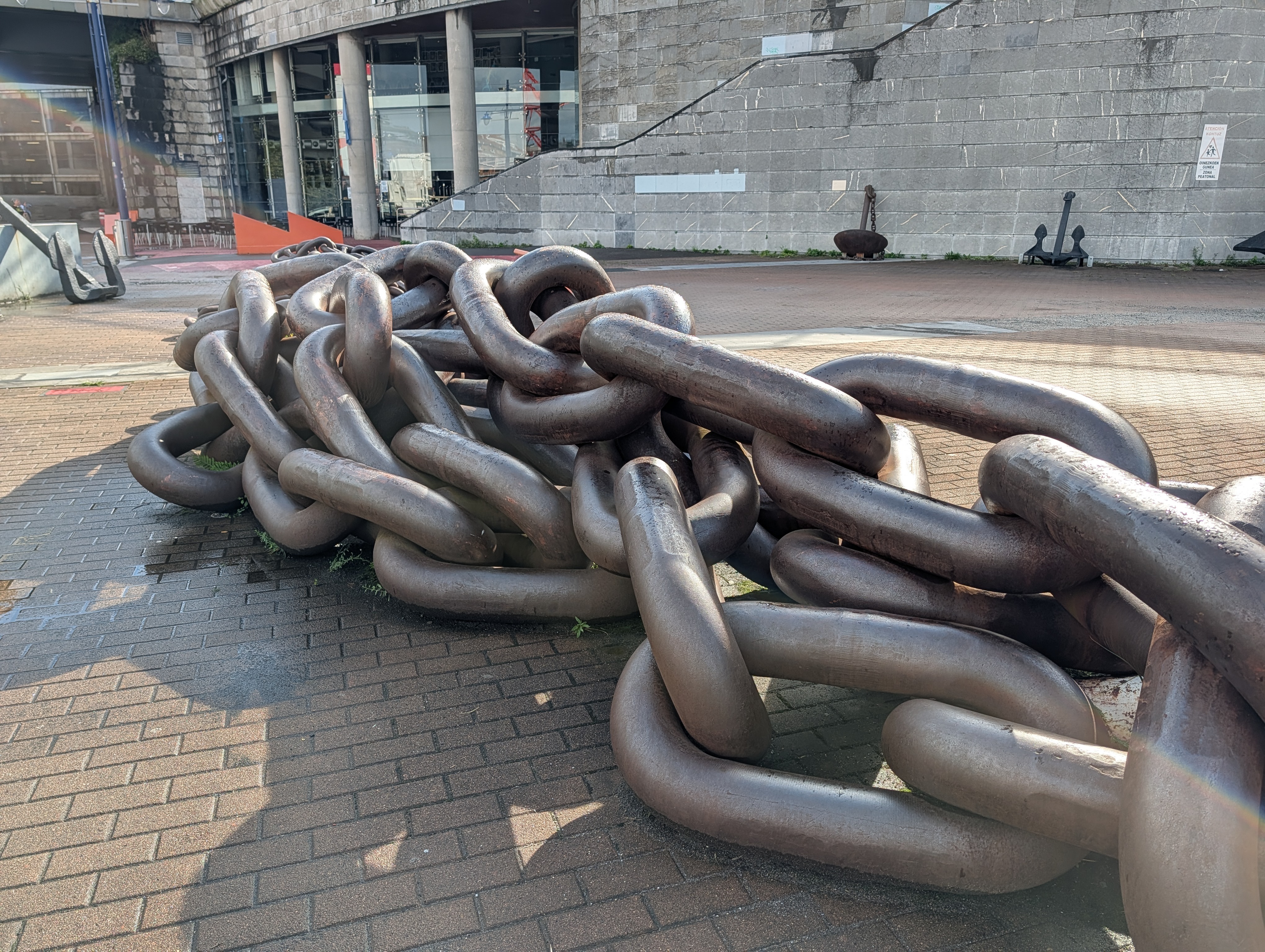 Enormous chain on maritime museum plaza