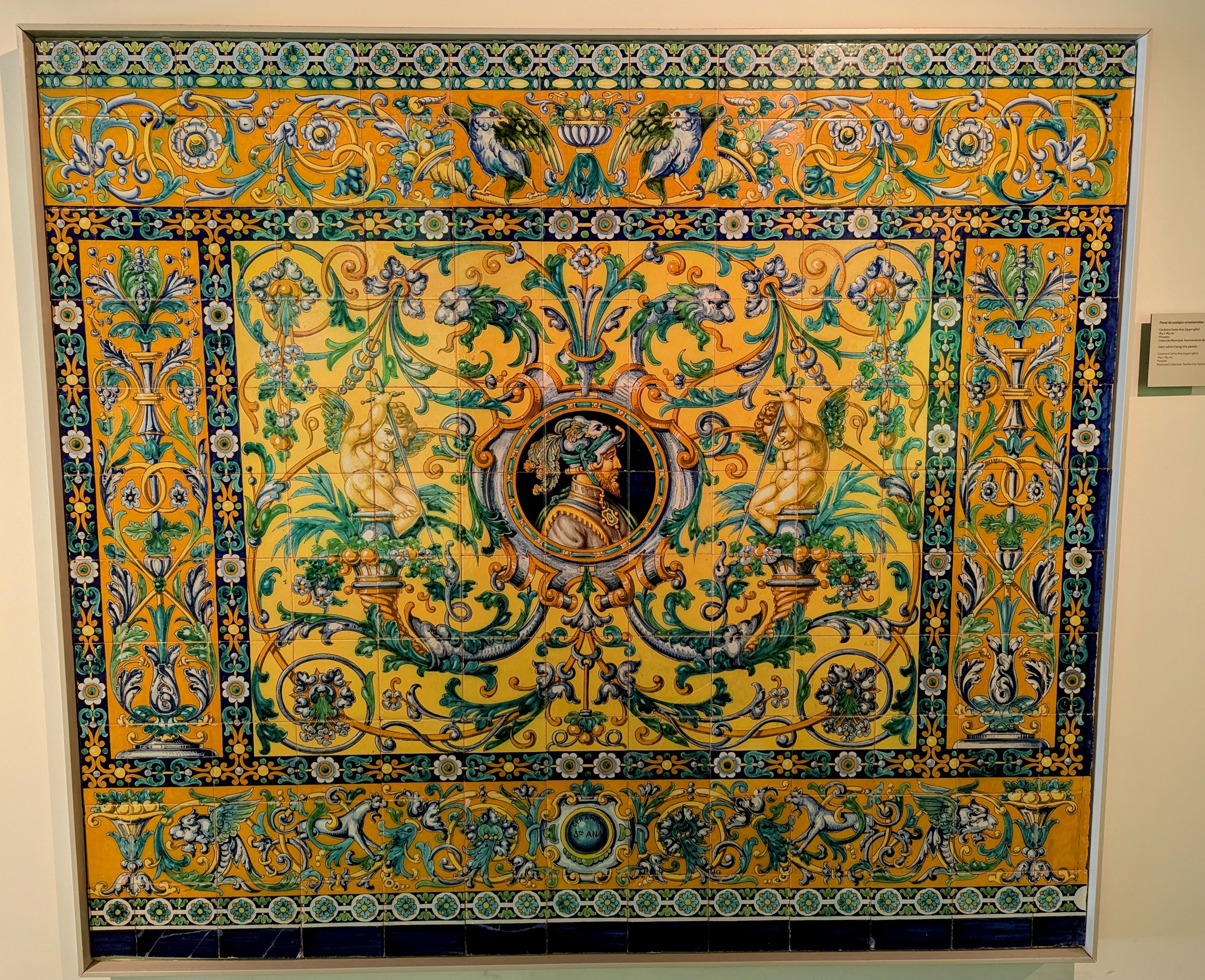 Mural of painted tiles at the Ceramic Center