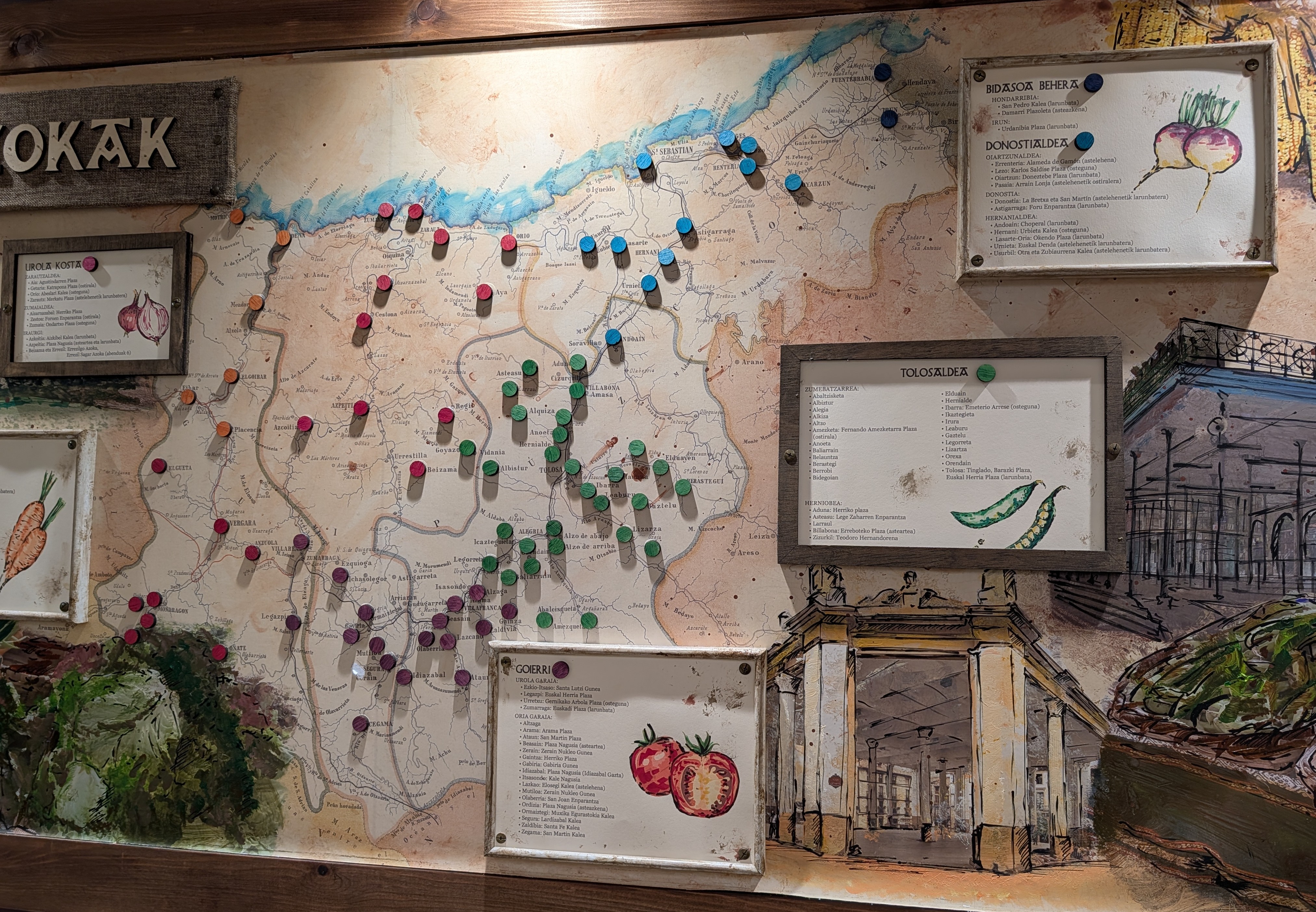 Map showing pinxtos ingredient locations