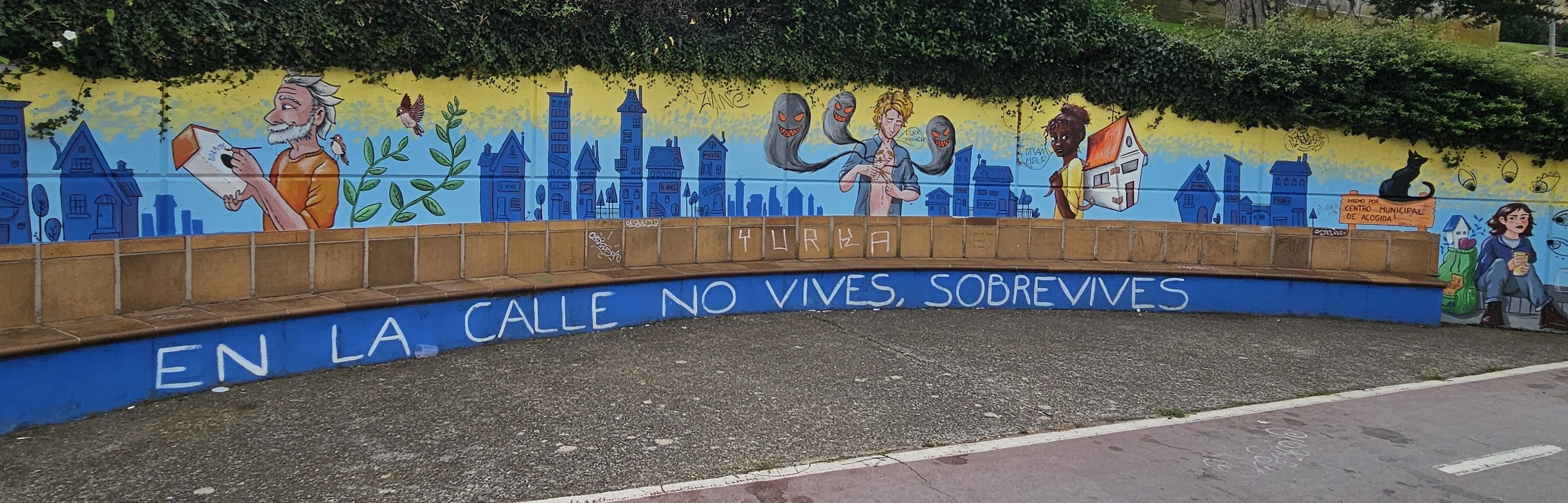 Mural giving attention to the plight of the homeless
