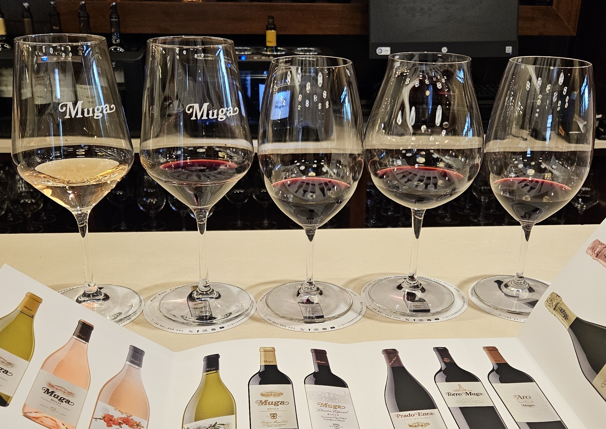 Lineup of wines from Muga in Haro