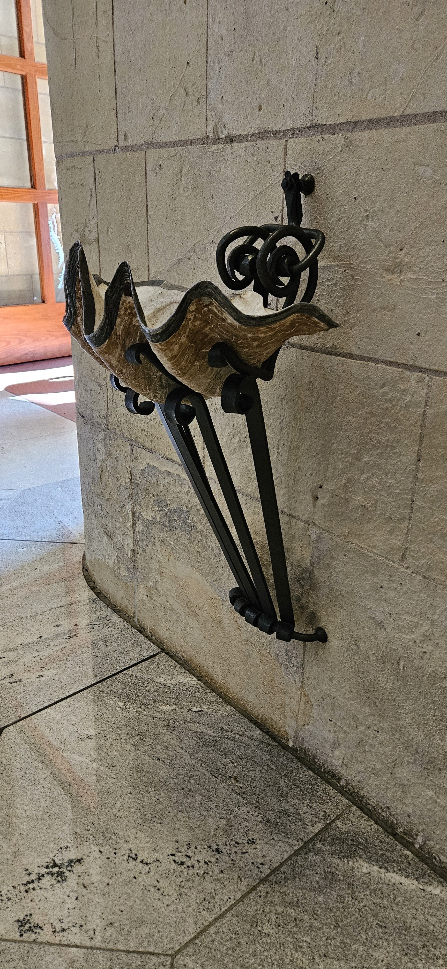 Shell sculpture, I assume for holy water, Sagrada Família