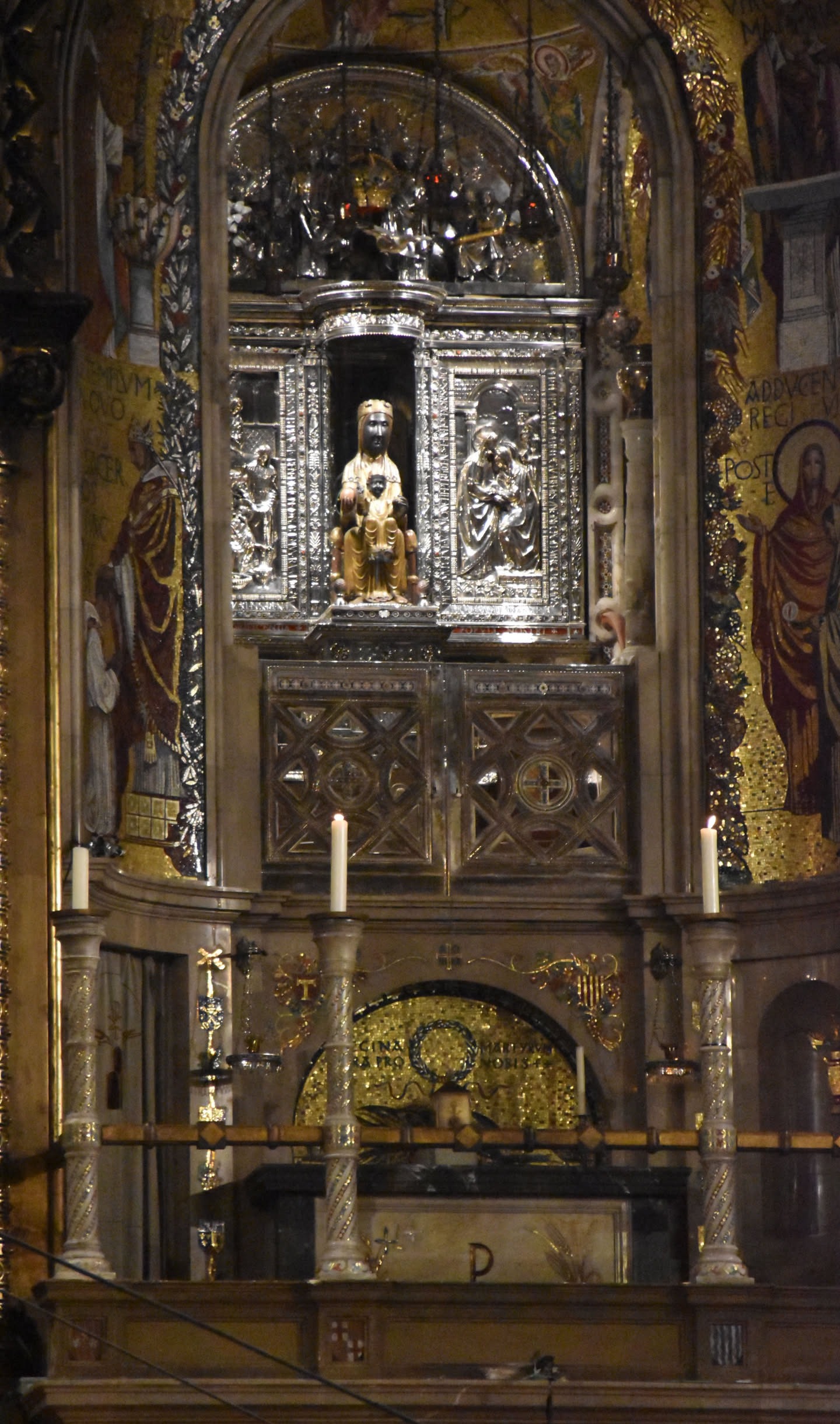 Black Madonna perched above the altar
