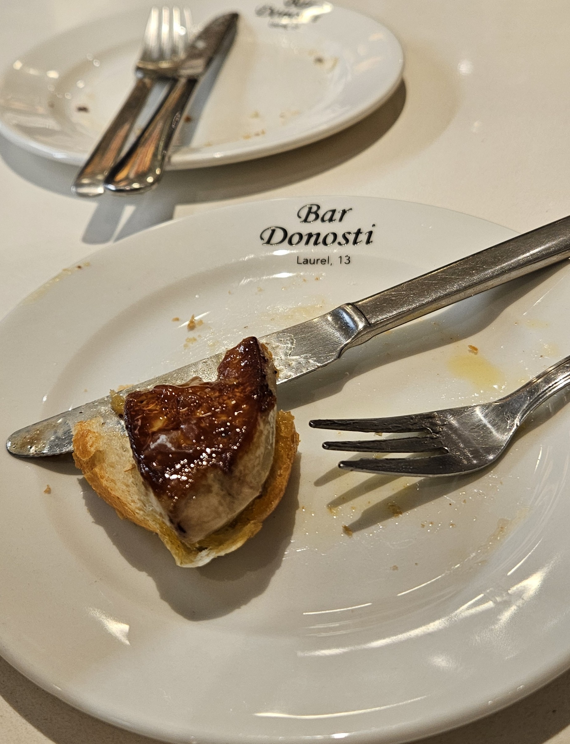 The last bite of foie on toast from Bar Donosti