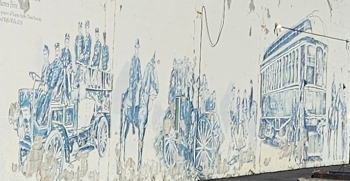Mural of old west transportation