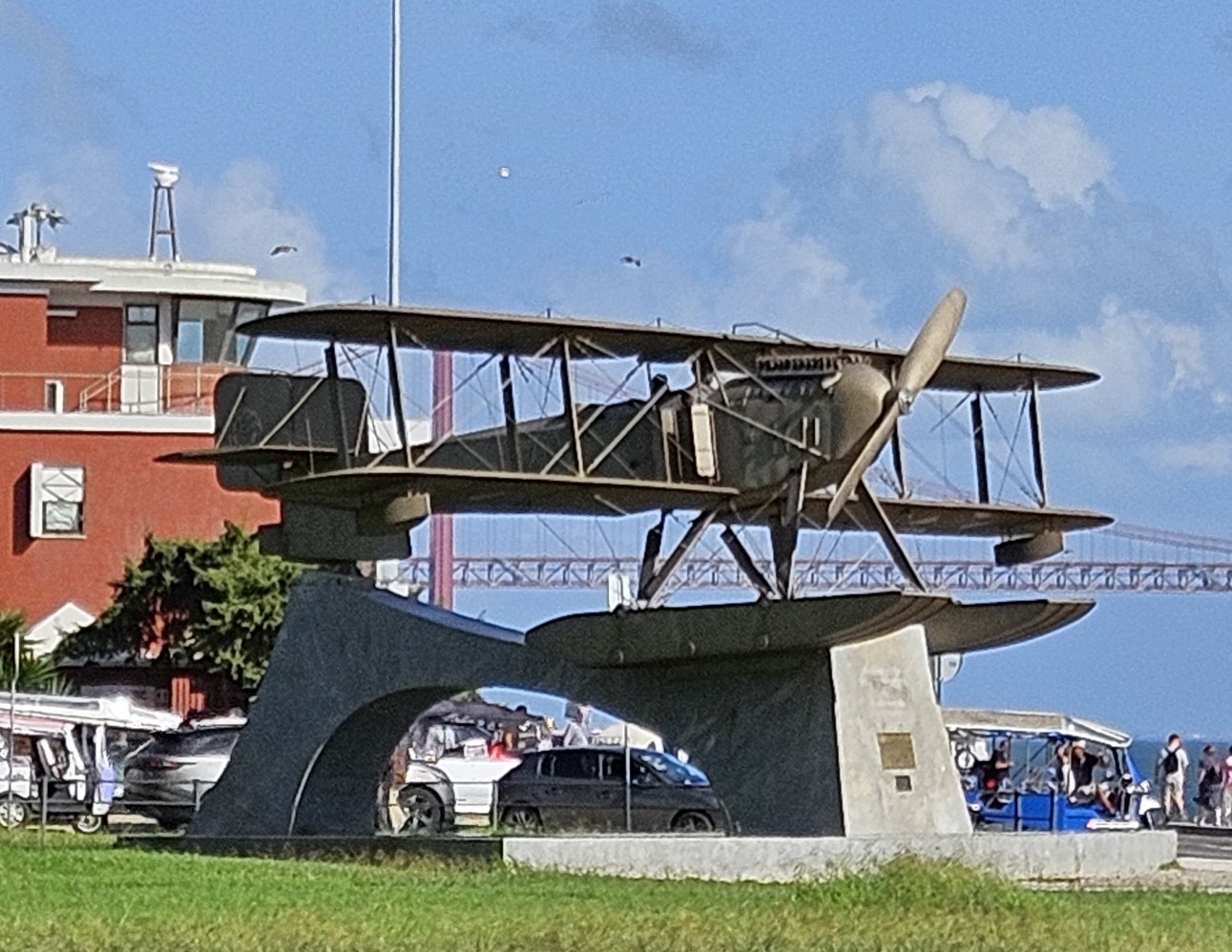 Monument to seaplane Lusitânia that made the first crossing of the South Atlantic to Brazil