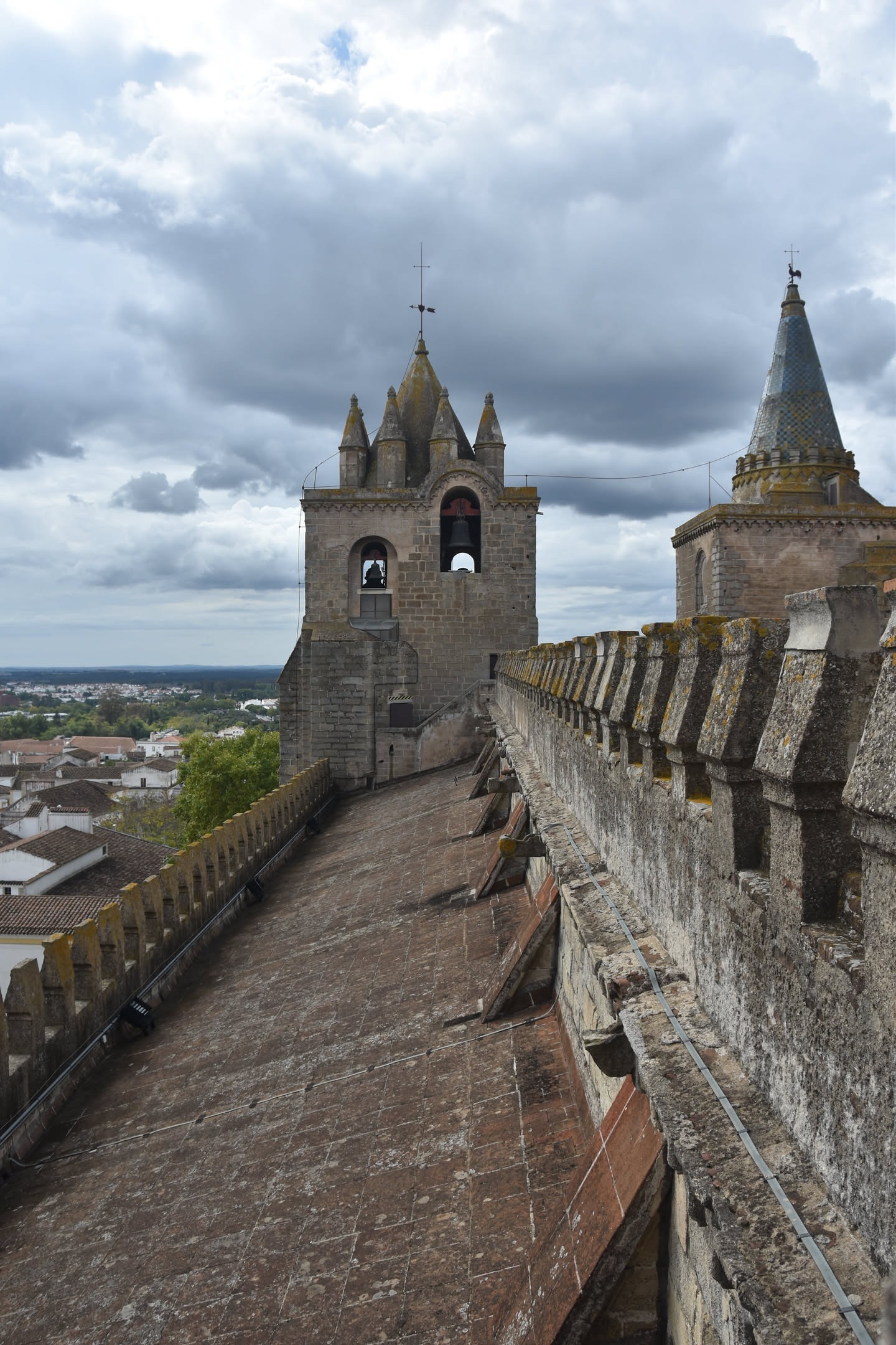 Évora Cathedral rooftop, looking back toward bell tower