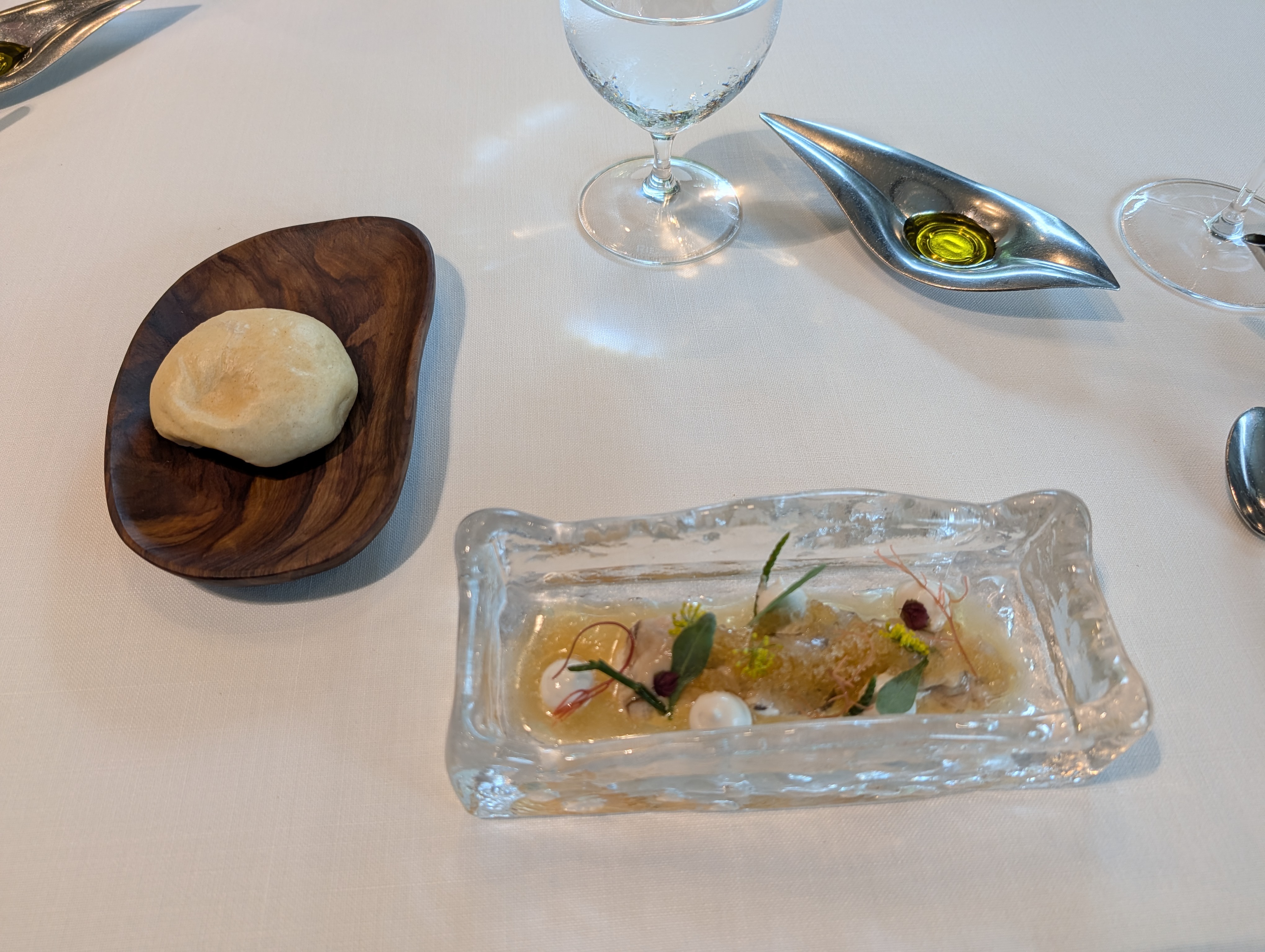 Oysters with granita and seaweed