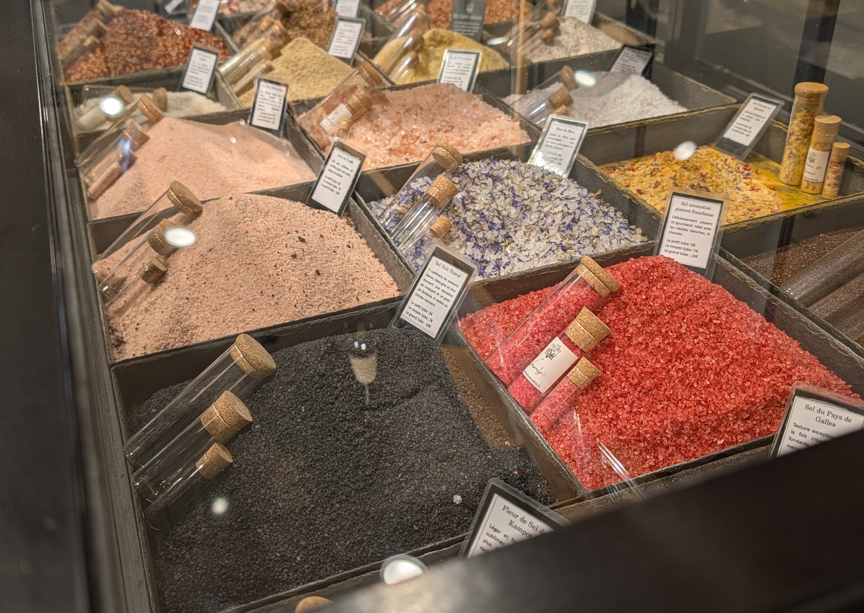 Colorful salts at Galleries Lafayette Haussmann