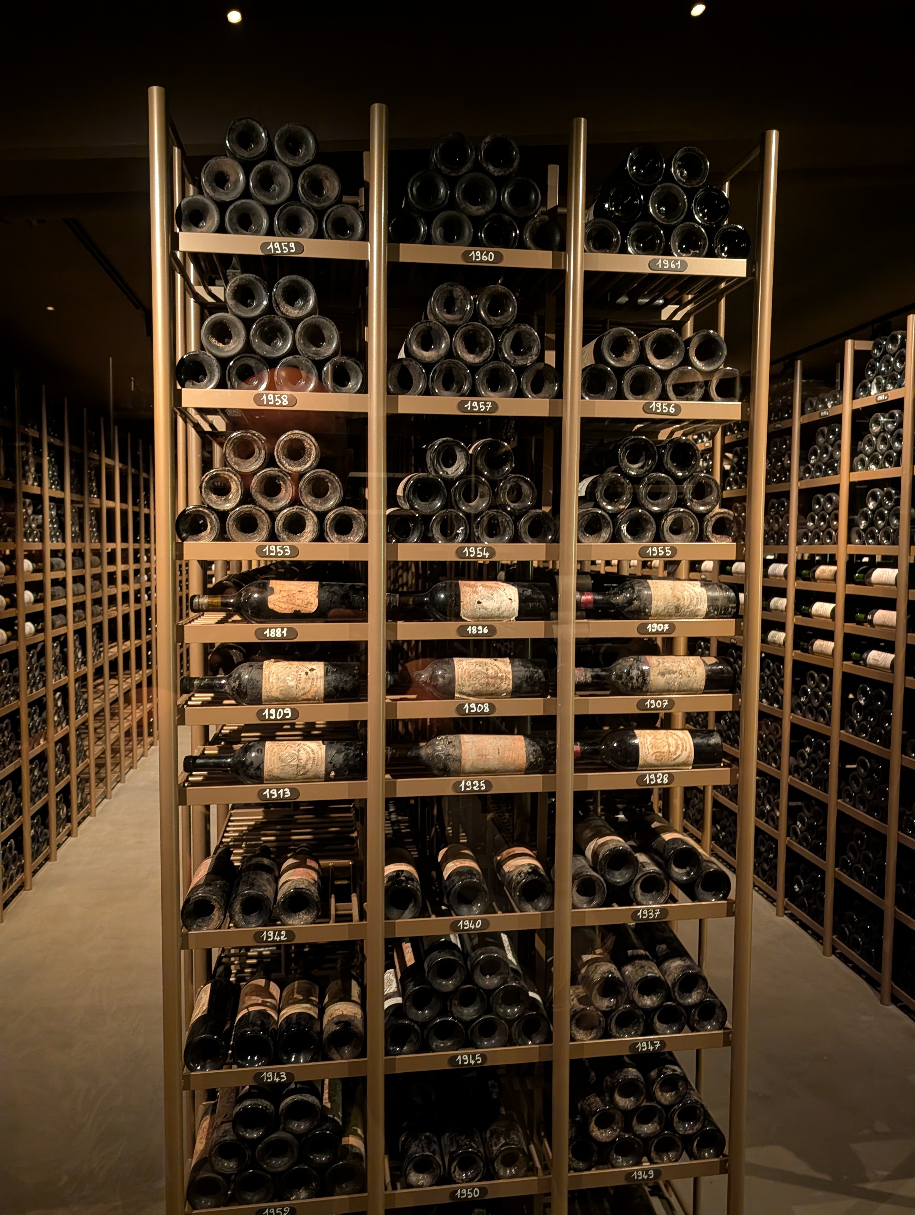 The library cellar with bottles over 150 years old