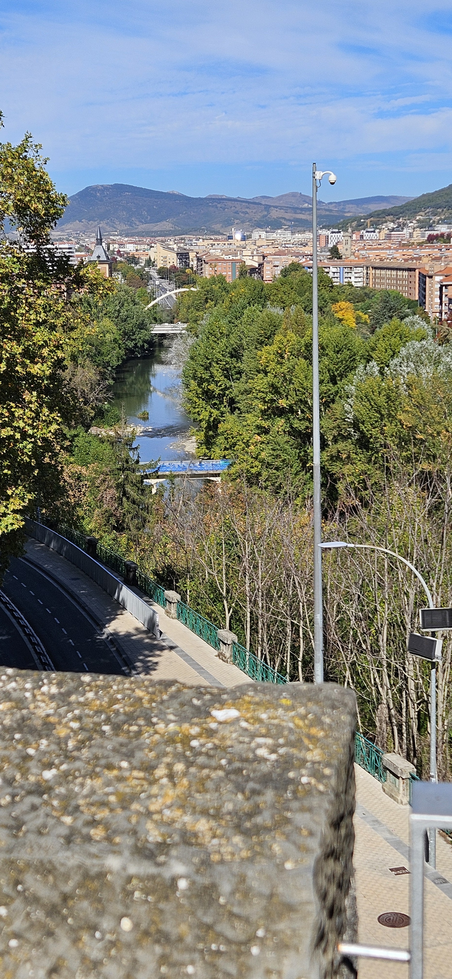 View of the Arga newer parts of Pamplona from the old city wall